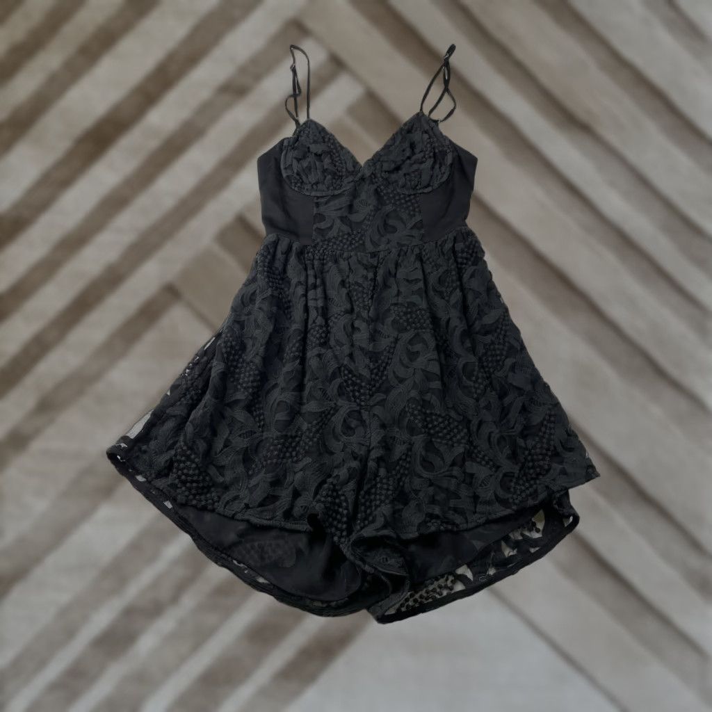 Zimmermann Zimmermann Romper One-Piece Cotton Knit Crochet Lace Sheer Black S Women Adult Small Size 28" / US 6 / IT 42 - 1 Thumbnail