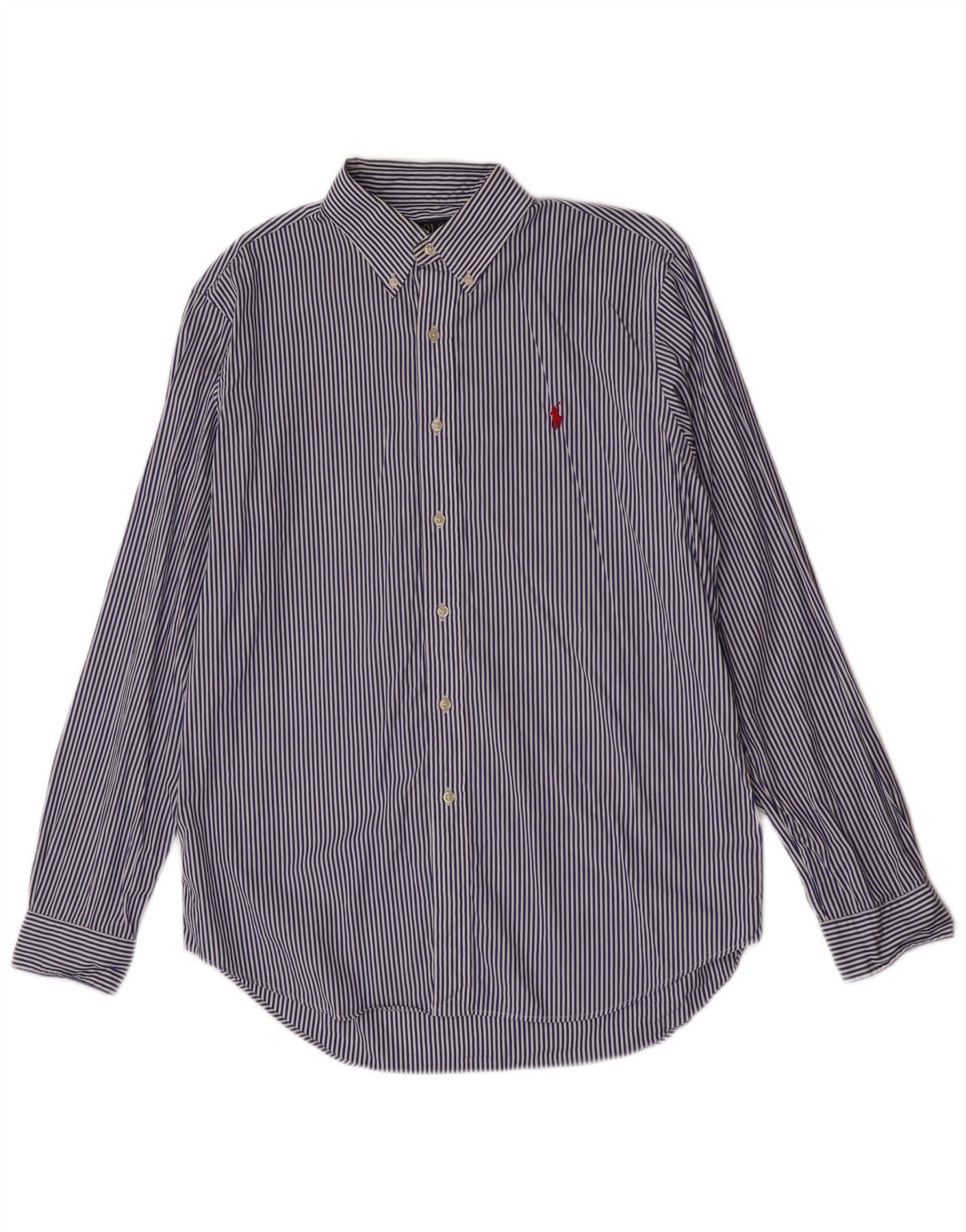 Polo Ralph Lauren Mens Shirt Large Blue Pinstripe Cotton Size US L / EU 52-54 / 3 - 1 Thumbnail