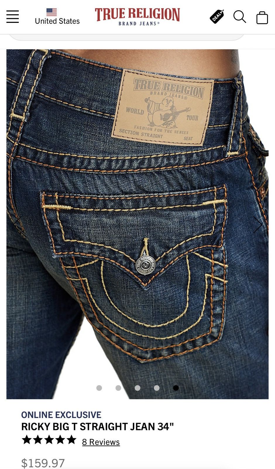 True Religion Straight Flap Big T Jean Size US 31 - 1 Thumbnail