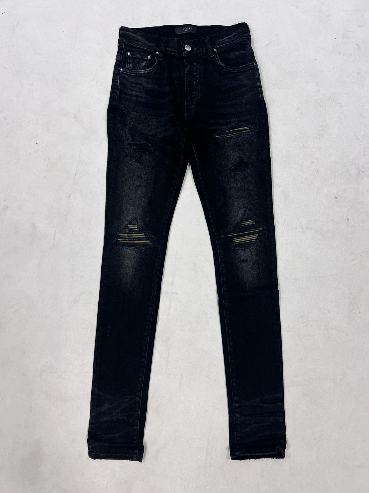 Amiri Amiri MX1 Leather Camo Aged Black Jeans Size US 29 - 1 Thumbnail