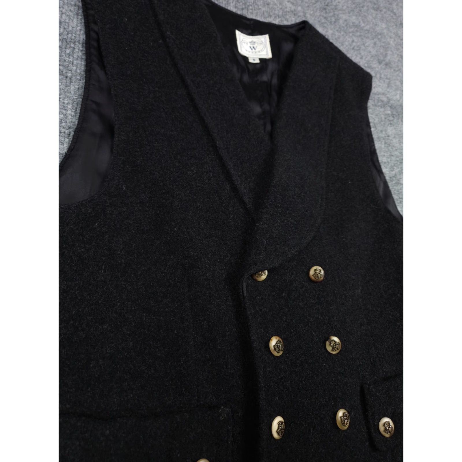 Vintage VINTAGE Wathne Vest Jacket Women Small Gray 100% Wool Made USA Buttons Equestrian Jacket Coat Ribbed Sleeveless Short Size S / US 4 / IT 40 - 4 Thumbnail
