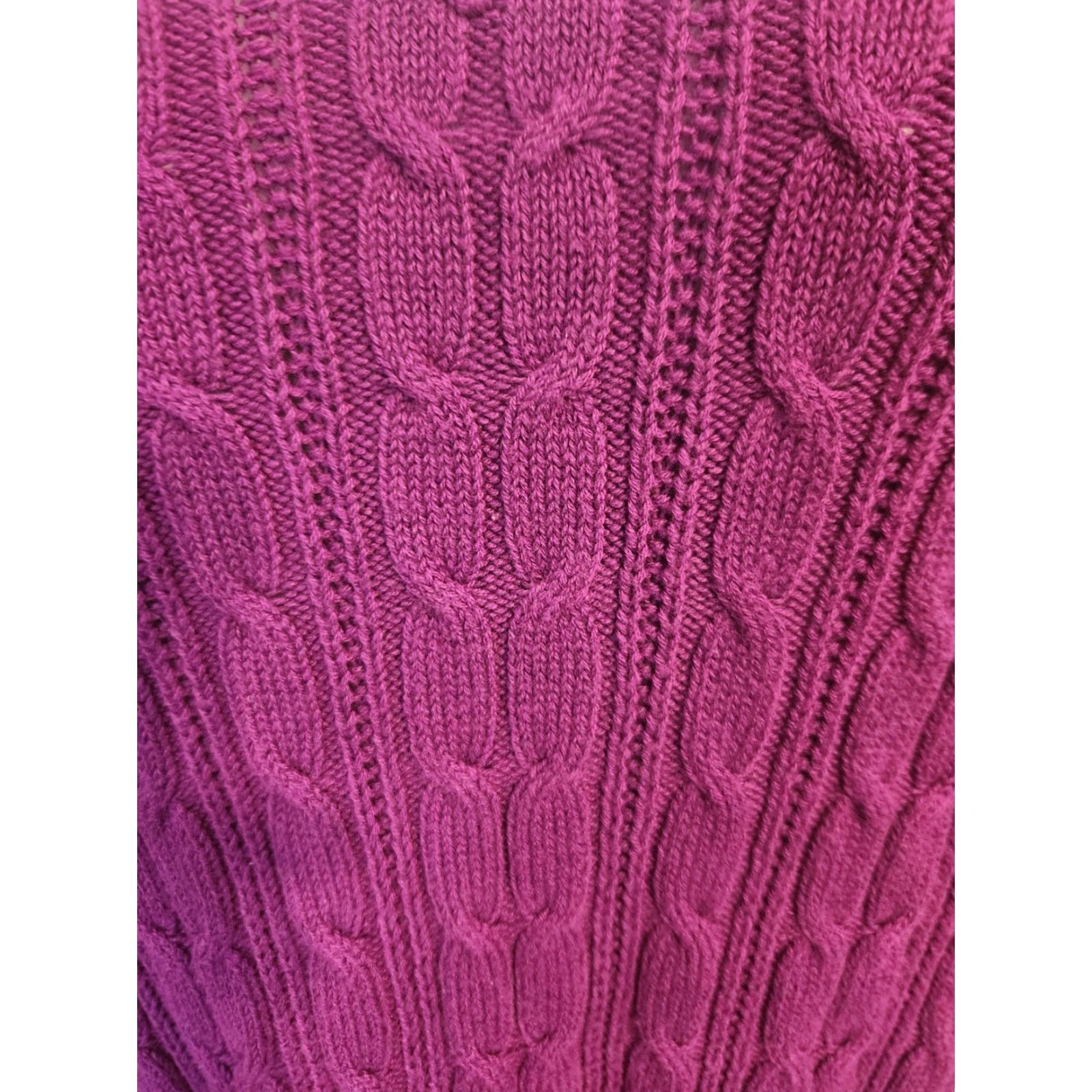 Vintage St. John's Bay Purple Cable Knit V Neck Sweater 2X Womens Plus Pullover Knit Wool Blend Long Sleeve Cardigan Size XXL / US 16-18 / IT 52-54 - 2 Thumbnail