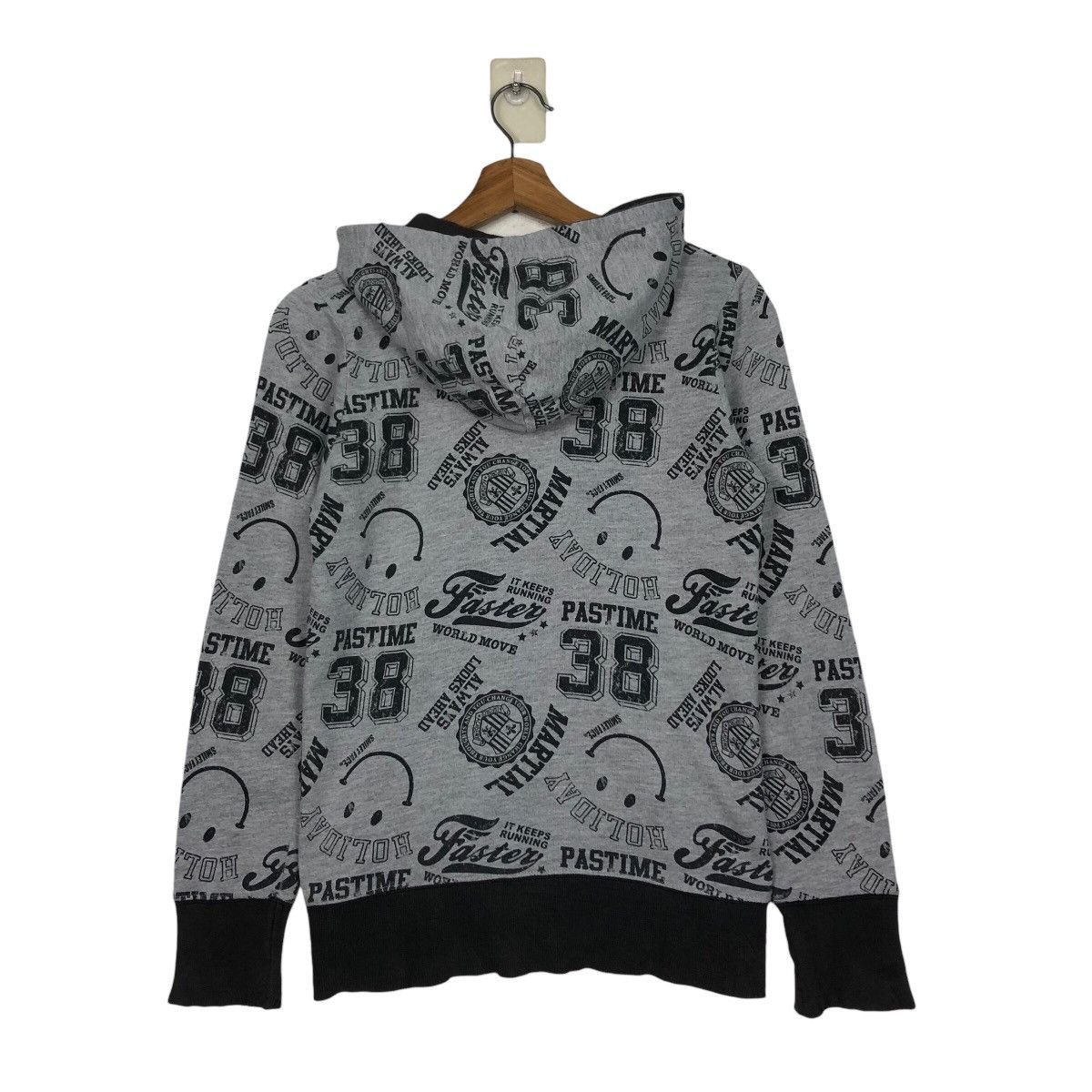 Japanese Brand Smiley Face All-Over Print Zip Hoodie – Grey/Black Size US M / EU 48-50 / 2 - 9 Thumbnail