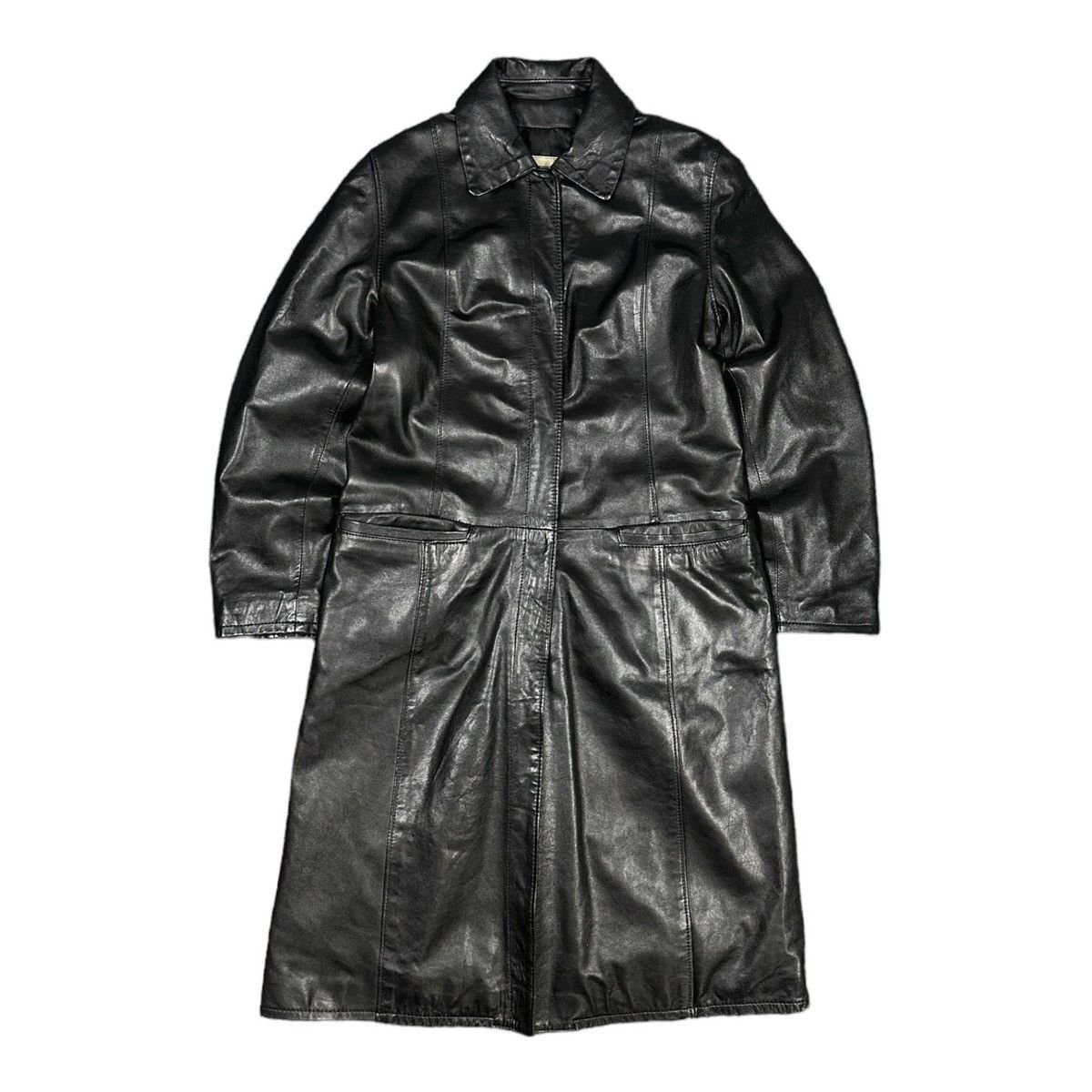 Japanese Brand IXS Womens Archive Avant Garde Y2K Long Leather Coat Size XL / US 12-14 / IT 48-50 - 1 Thumbnail