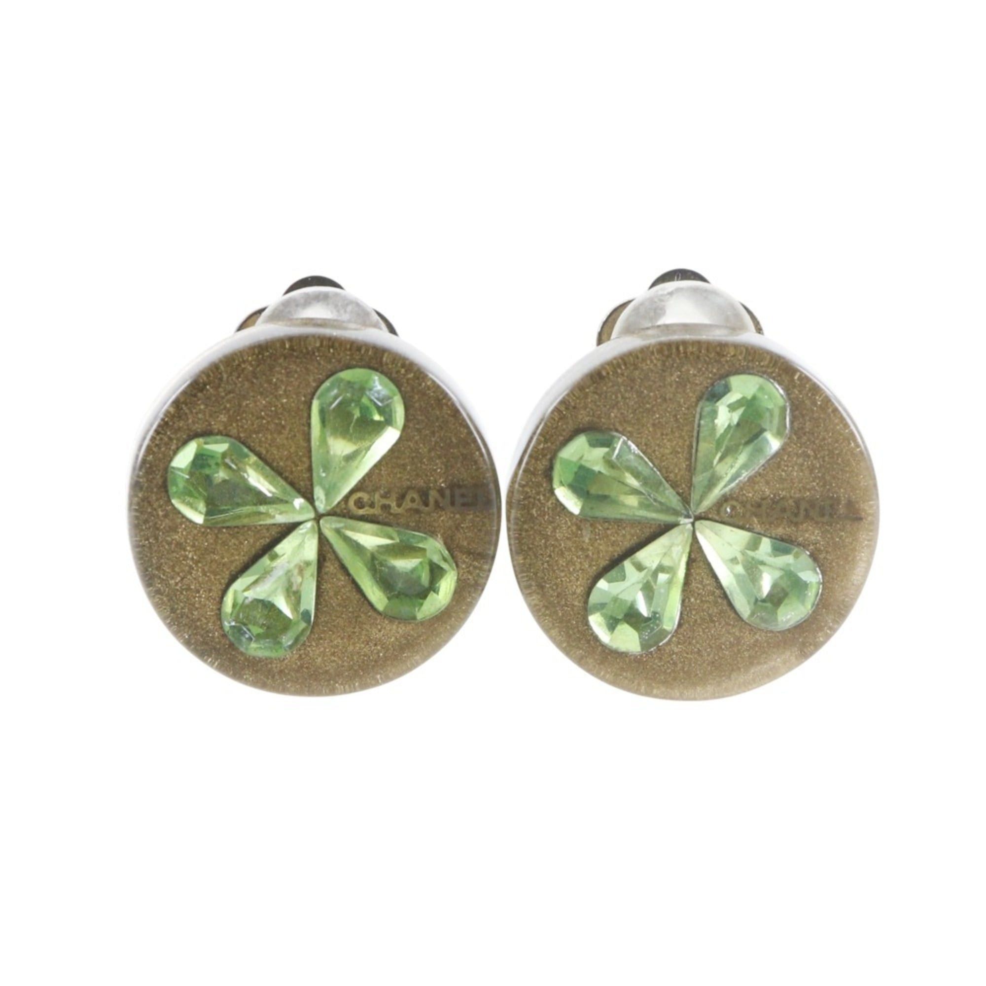 Chanel Chanel Clover Earrings, Plastic x Gold Plated, 2001, 01C, Clover, Approx. 8g, Women's. Size ONE SIZE - 1 Thumbnail
