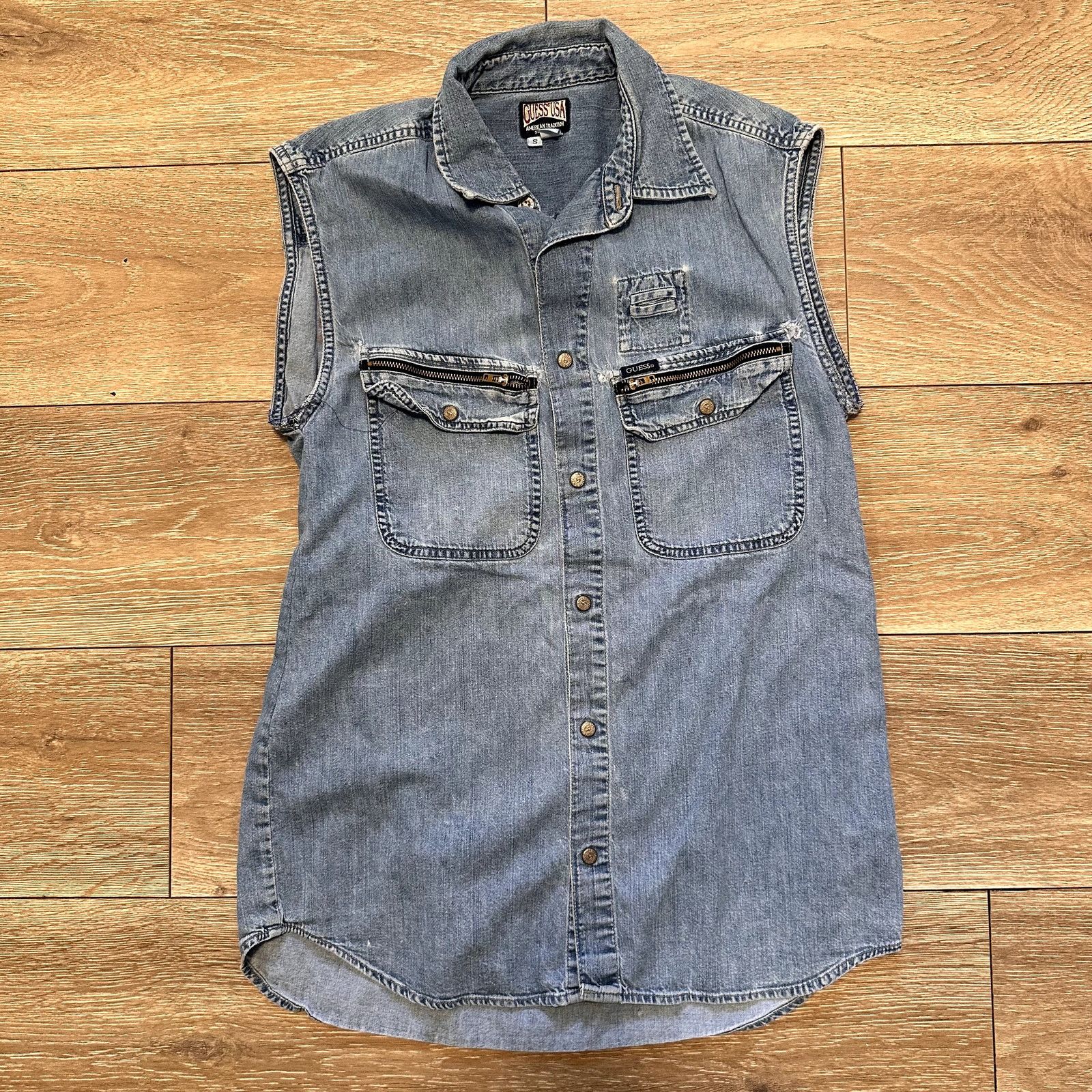 Guess 90s 2000s Women's Vintage Blue Denim Wash Guess Vest Small Size S / US 4 / IT 40 - 1 Thumbnail