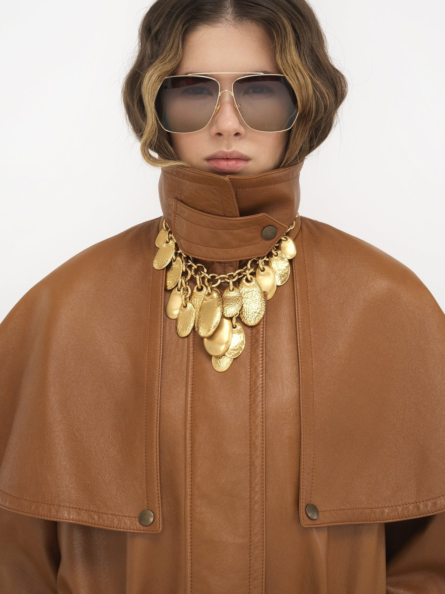 Chloe o1loc1c11025 Short Cape Trench Coat in Ochre Delight Size L / US 10 / IT 46 - 6 Thumbnail