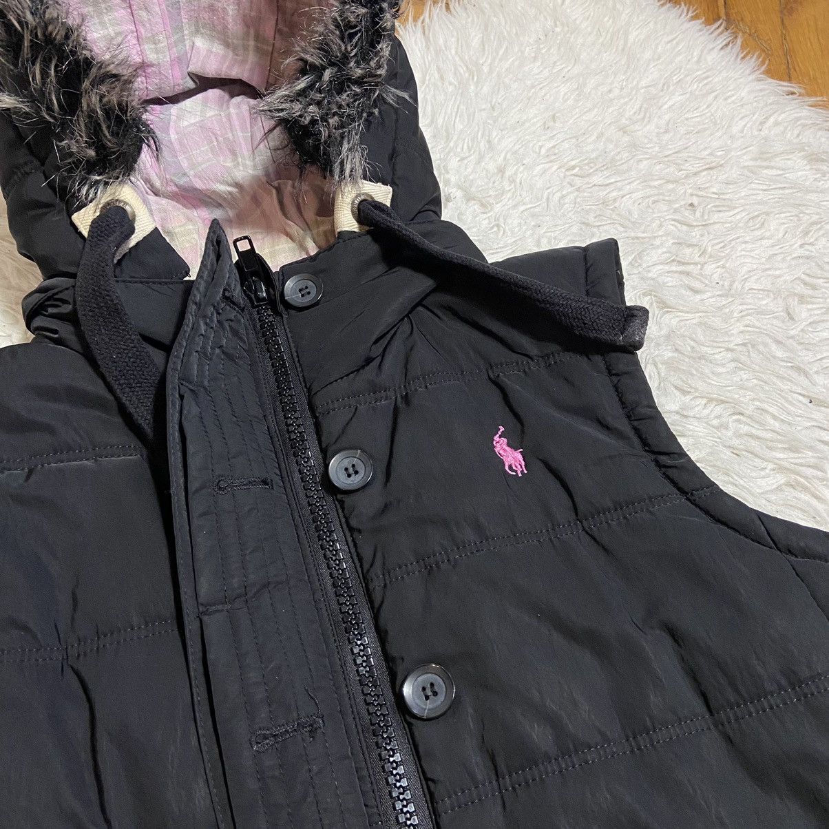 Ralph Lauren 📌 Vintage Polo Ralph Lauren Vest Fur Hooded Size XL / US 12-14 / IT 48-50 - 7 Thumbnail