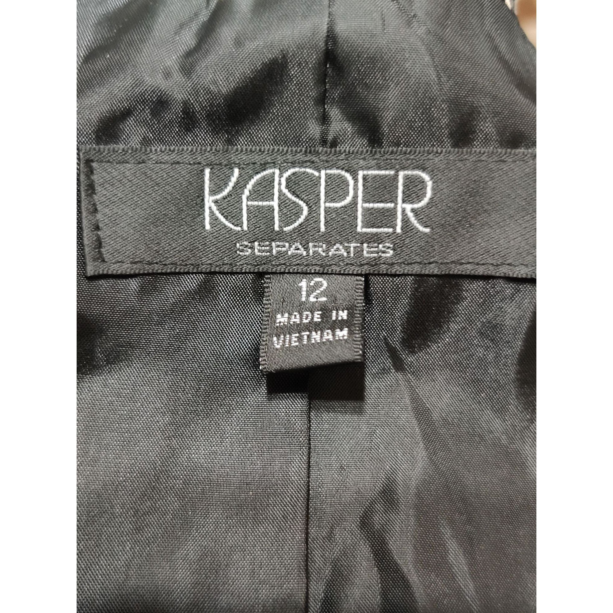 Kasper Kasper Womens 12 Black White Giraffe Animal Print Satin Blaz Size XL / US 12-14 / IT 48-50 - 7 Thumbnail