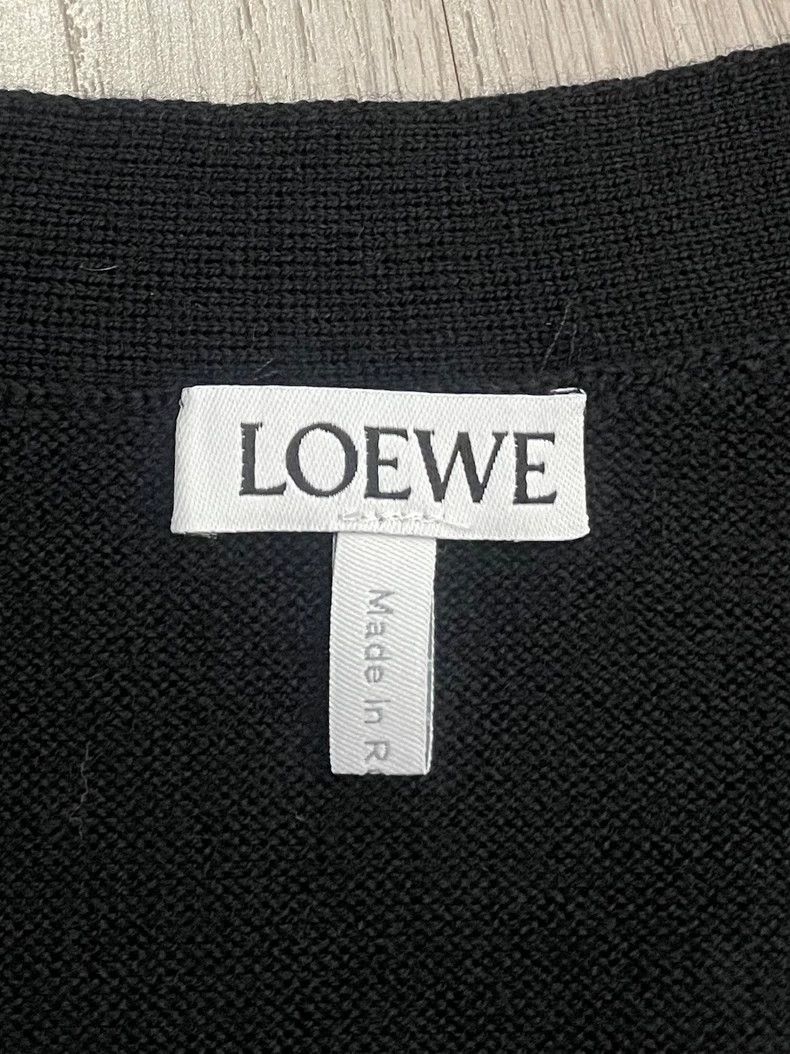 Loewe Loewe Black embroidered blue logo wool knit cardigan Size M / US 6-8 / IT 42-44 - 5 Thumbnail