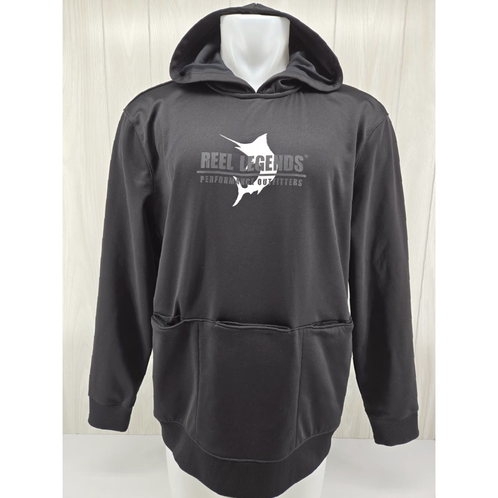 Vintage Reel Legends Firstmate Mens XL Black Fishing Performance Pockets Hoodie Large Pullover Sports Outdoor Nautical Size US XL / EU 56 / 4 - 2 Thumbnail