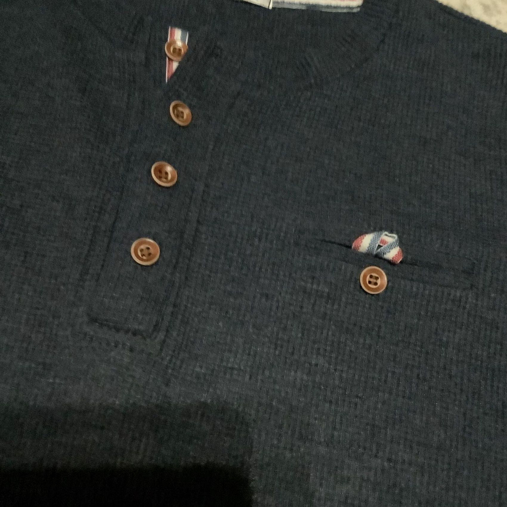 Vintage H2H Men's Blue Long Sleeve Thermal Pullover Henley Collar Shirt M Size US M / EU 48-50 / 2 - 2 Thumbnail