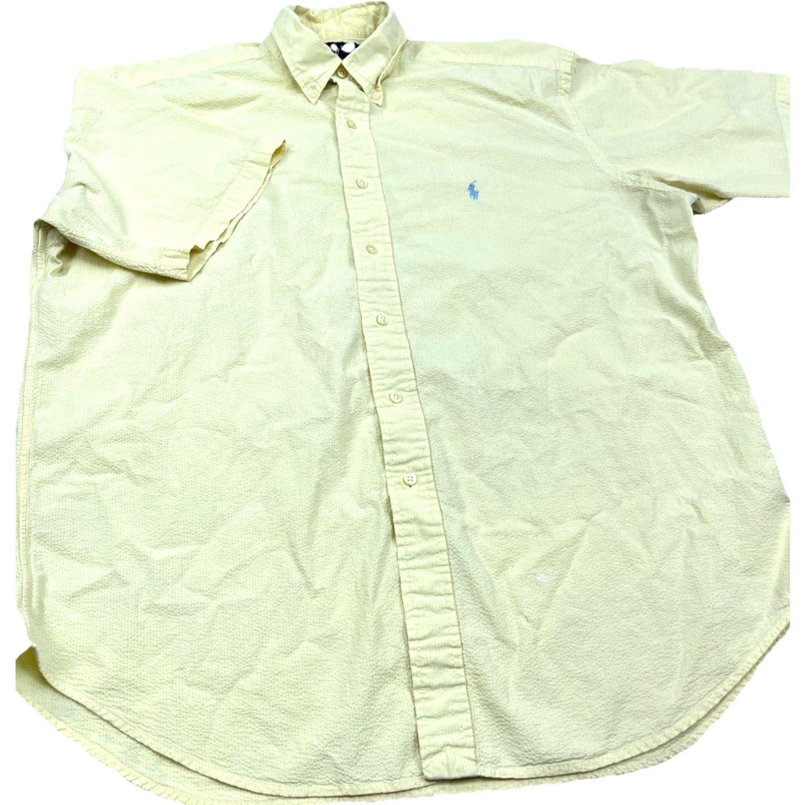 Ralph Lauren Ralph Lauren Shirt Men Large Yellow Seersucker Button Up Blake Classic Fit Pony Size US L / EU 52-54 / 3 - 5 Thumbnail