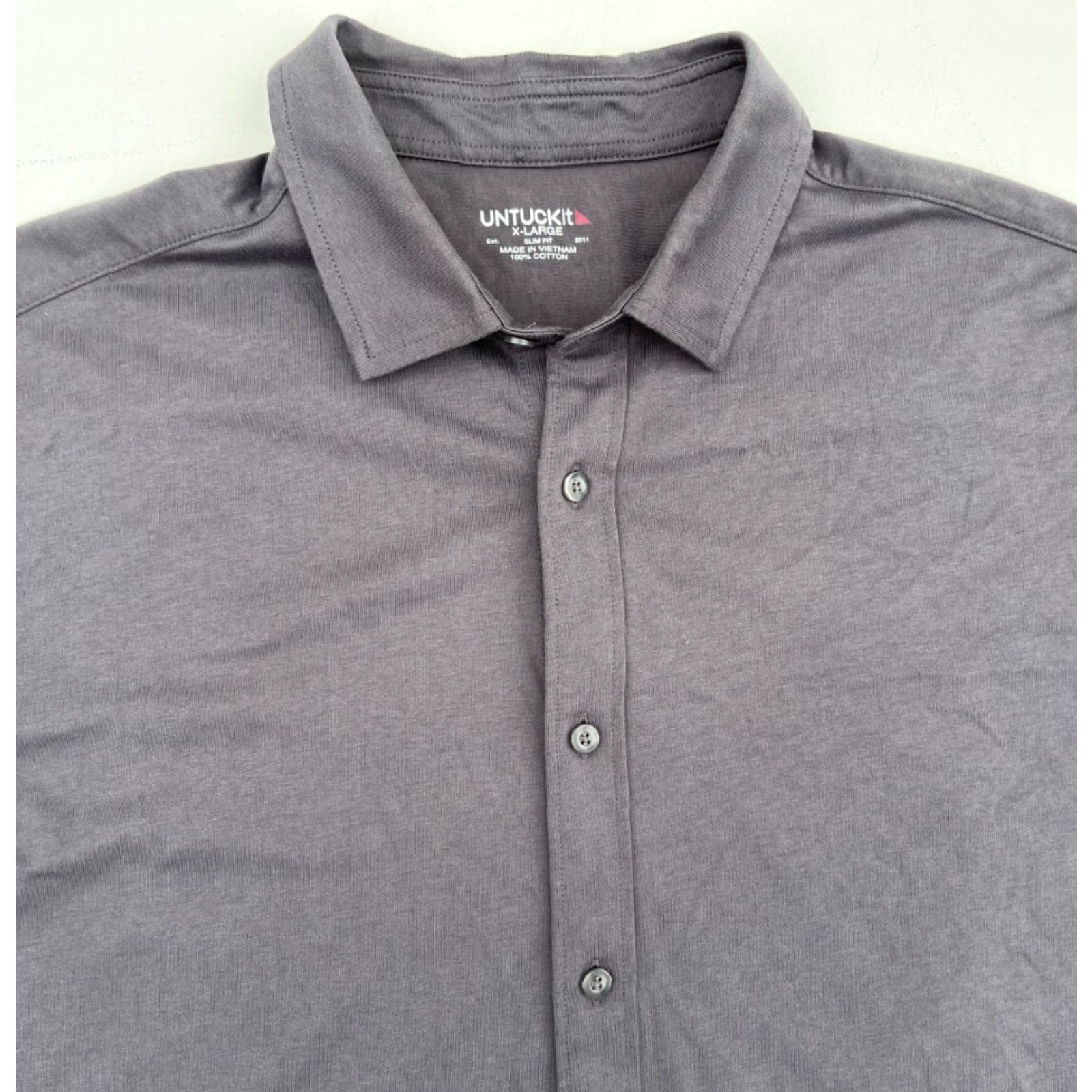 UNTUCKit UNTUCKit Luxe Tee BD Shirt Slim Fit Gray XL UNTUCKit Men Button-Up Shirt Gray Cotton Jersey Long Sleeve Size US XL / EU 56 / 4 - 3 Thumbnail
