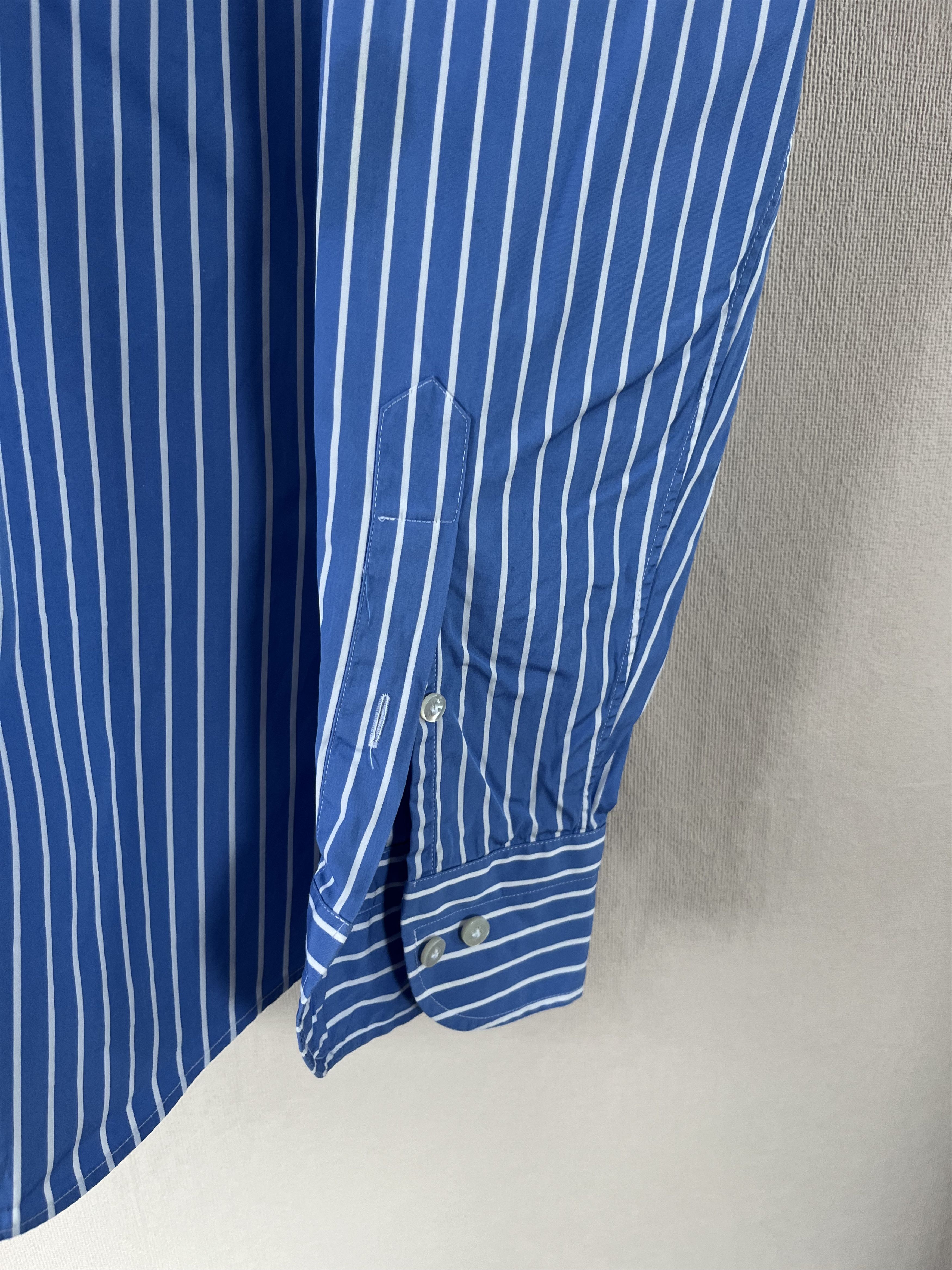 Suitsupply Suitsupply Blue Striped Egyptian Cotton Tuxedo Shirt Size US M / EU 48-50 / 2 - 3 Thumbnail