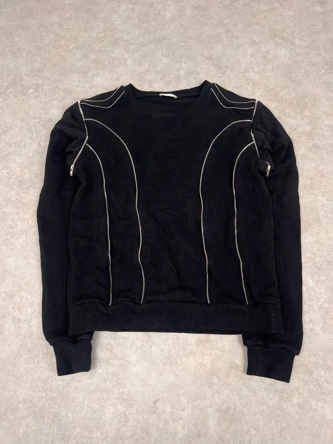 Saint Laurent Paris SS2015 Saint Laurent Multi Zips Black Crewneck Sweater by Hedi Slimane Size US S / EU 44-46 / 1 - 6 Thumbnail