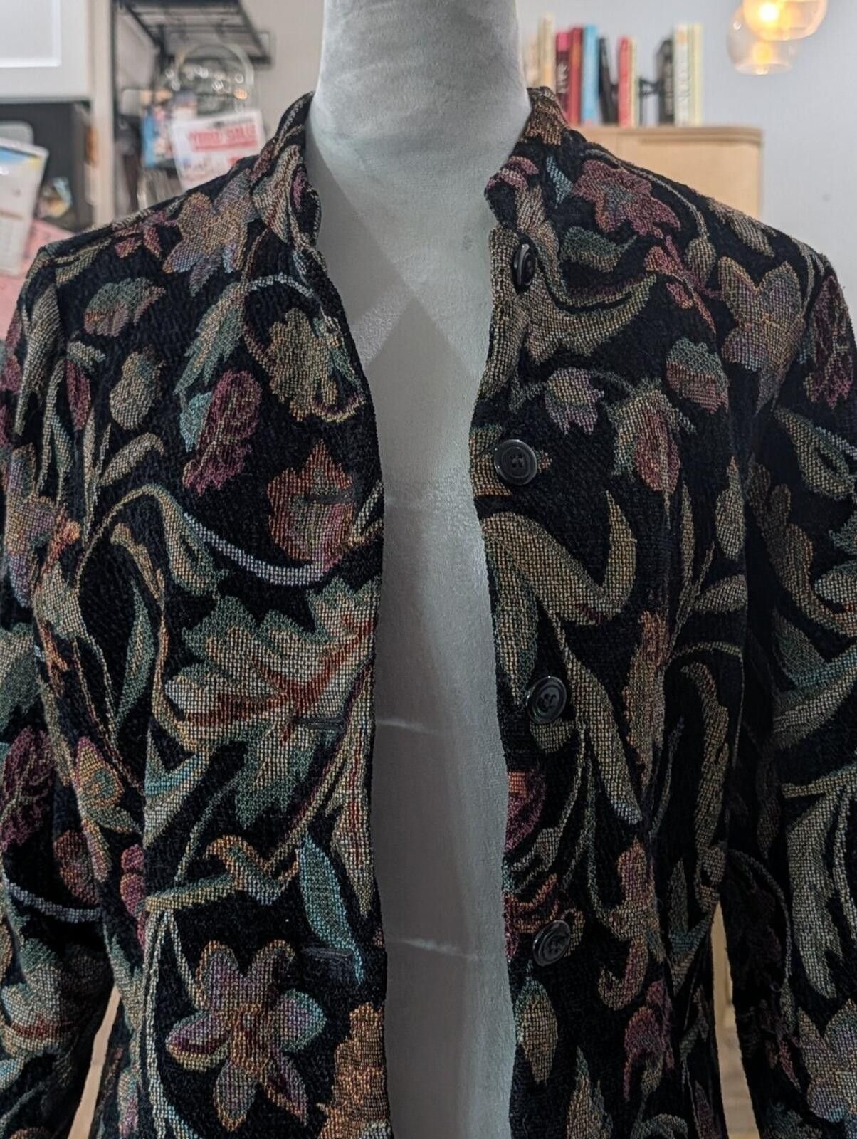 Other Vintage Portrait Floral Tapestry Button-Front Jacket Size L / US 10 / IT 46 - 2 Thumbnail