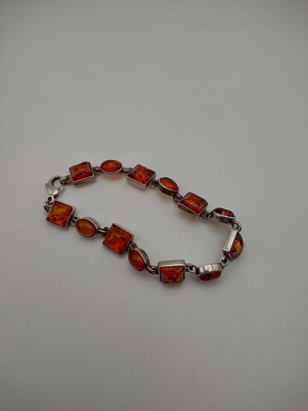 Chalk Line 925 Sterling Silver Baltic Amber Link Bracelet 7 inches Size ONE SIZE - 1 Thumbnail