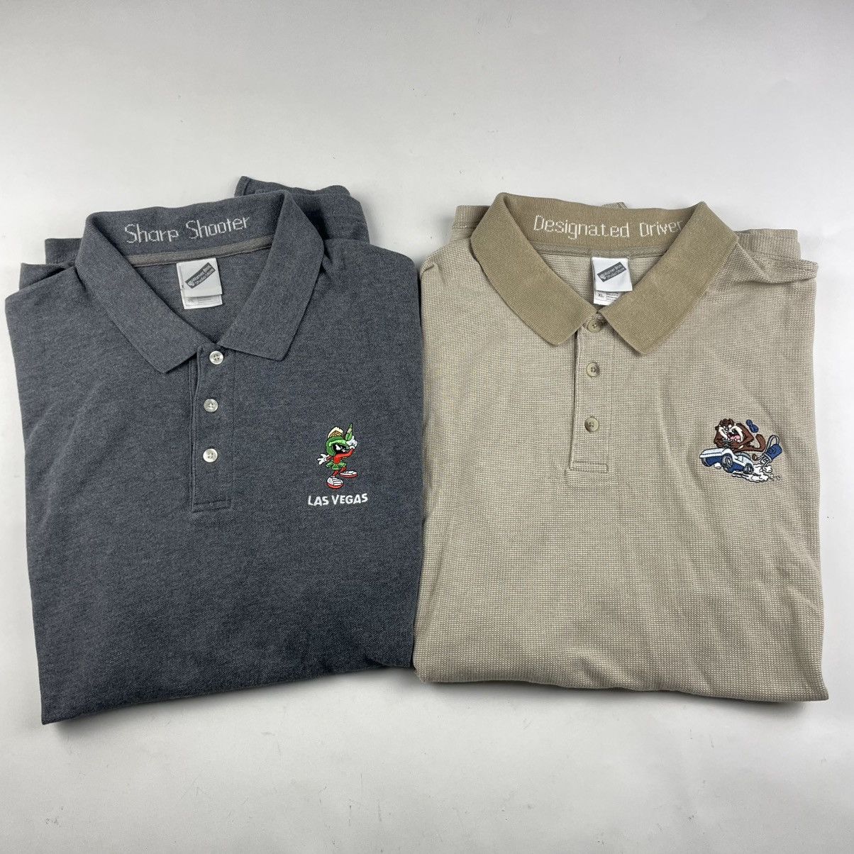 Warner Bros Lot Of 2 VTG Warner Bros Marvin Martian & Taz Polo Shirt XL Size US XL / EU 56 / 4 - 1 Thumbnail