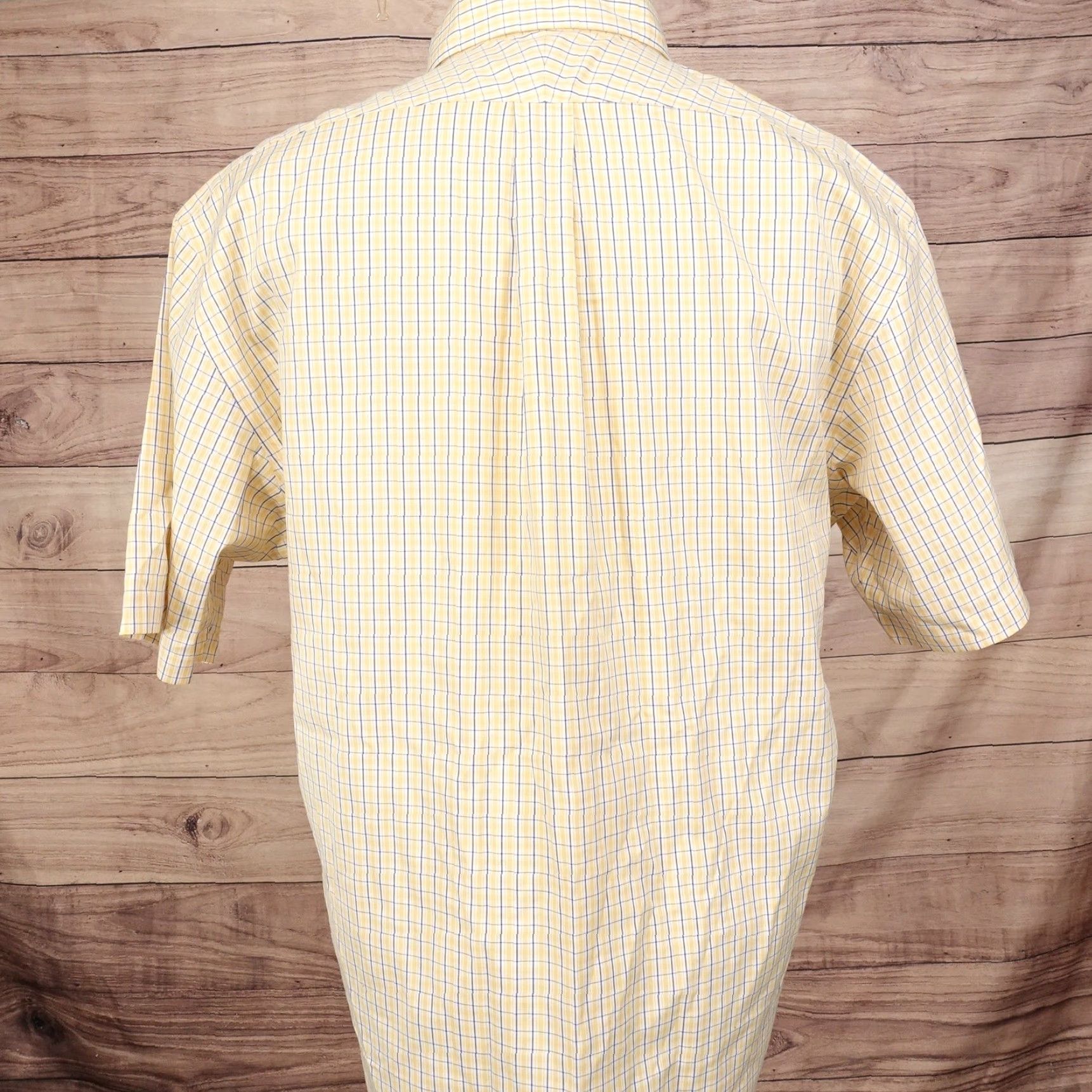 Lands' End VINTAGE Lands' End Men's Shirt 2XL Short Sleeve Yellow Blue Plaid Non-Iron Cotton Casual Size US XXL / EU 58 / 5 - 4 Thumbnail