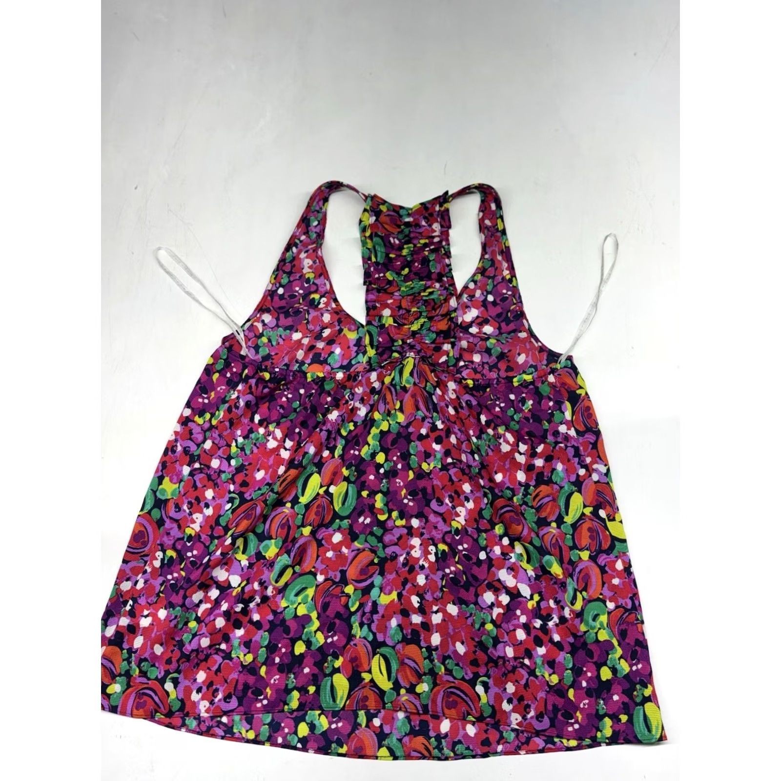 Lilly Pulitzer Lilly Pulitzer Wild Confetti Devaney Ruffled Floral Racetrack Tank Top Women’s L Pink Floral Sleeveless Racerback Scoop Neck Size L / US 10 / IT 46 - 5 Thumbnail