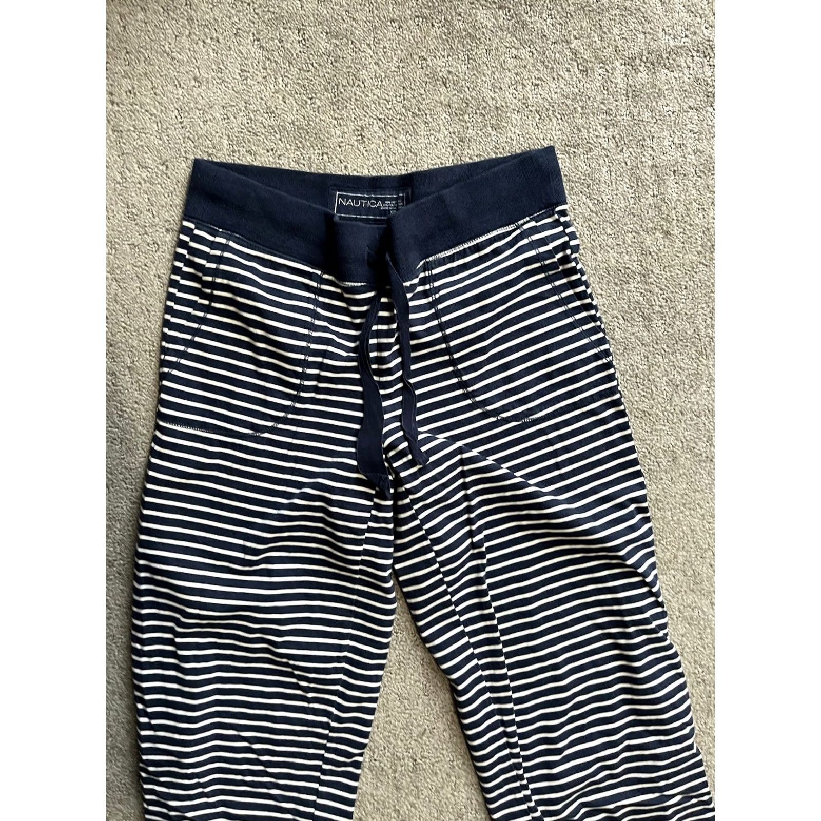 Nautica Nautica Ladies Lounge Sleep Pant XS Navy Blue Striped Socks? Size 26" / US 2 / IT 38 - 2 Thumbnail