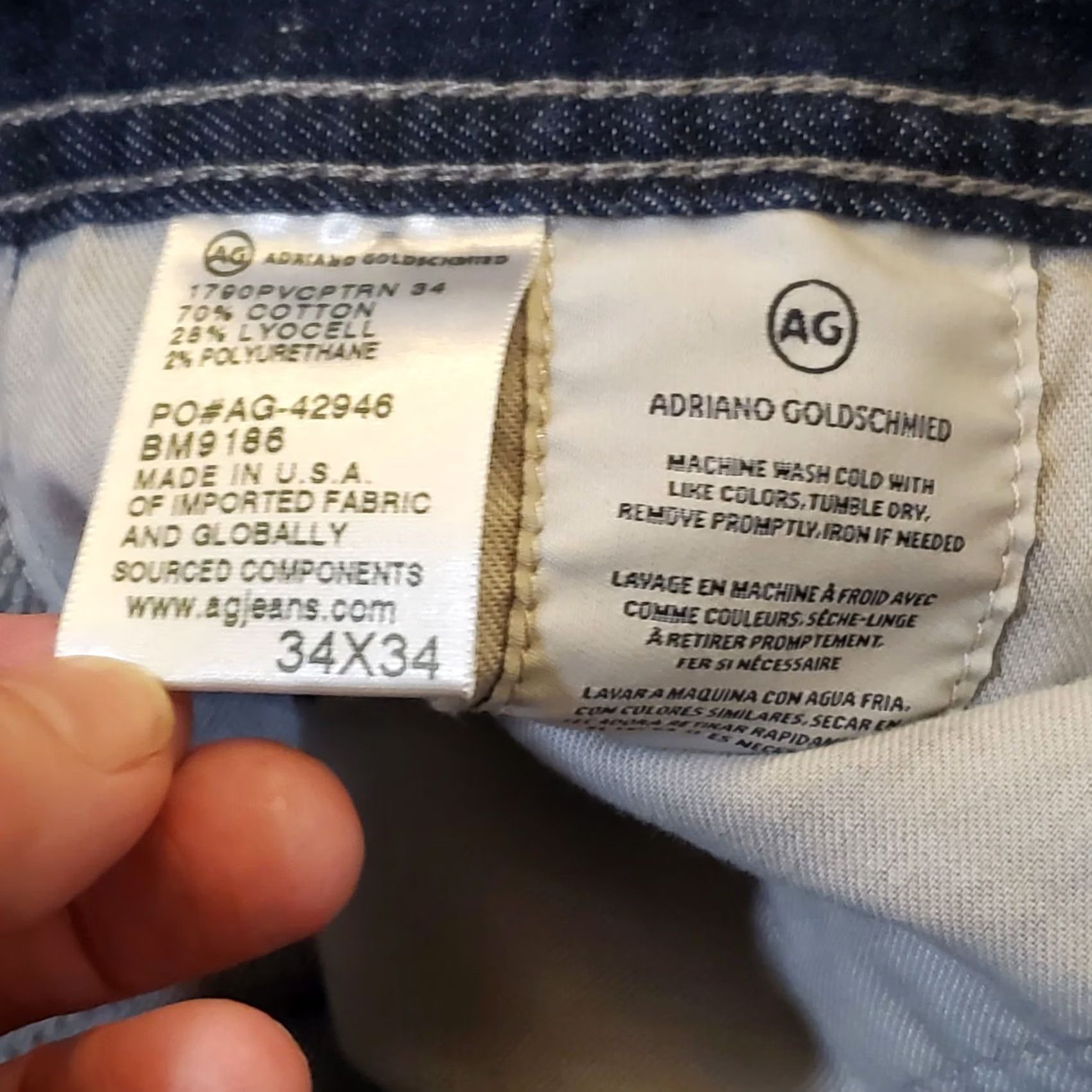 Vintage AG Adriano Goldschmied Jeans Mens 34 35 Blue Modern Athletic Fit Denim Ives Size US 34 / EU 50 - 8 Thumbnail