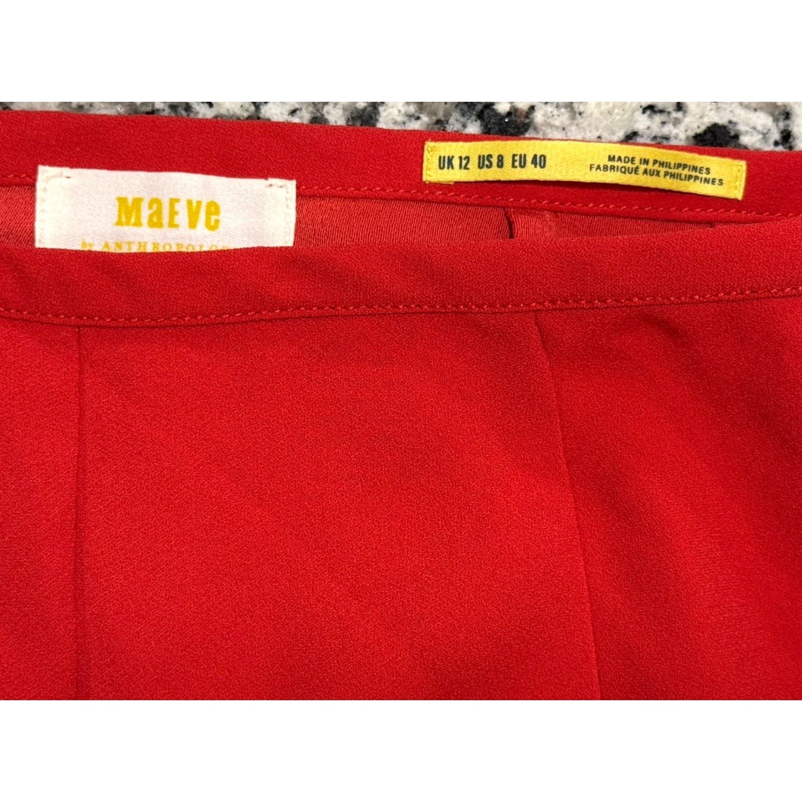 Anthropologie Maeve Anthropologie Pants Women’s 8 Red Crop Wide Leg NWT Womens Size 30" / US 8 / IT 44 - 2 Thumbnail