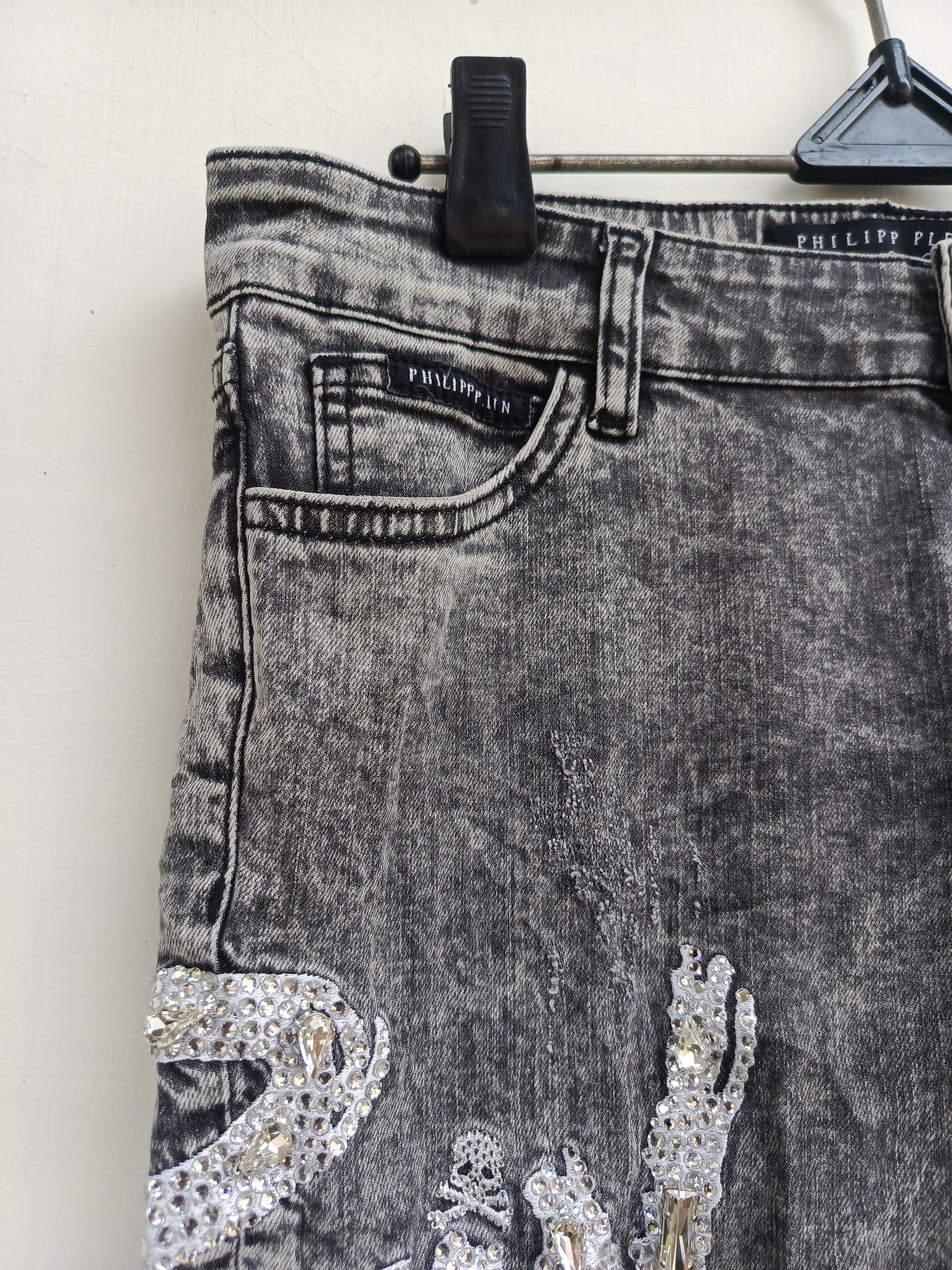 Philipp Plein Philipp Plein Rhinestone Denim Jeans. Luxury Streetwear Size 27" / US 4 / IT 40 - 4 Thumbnail
