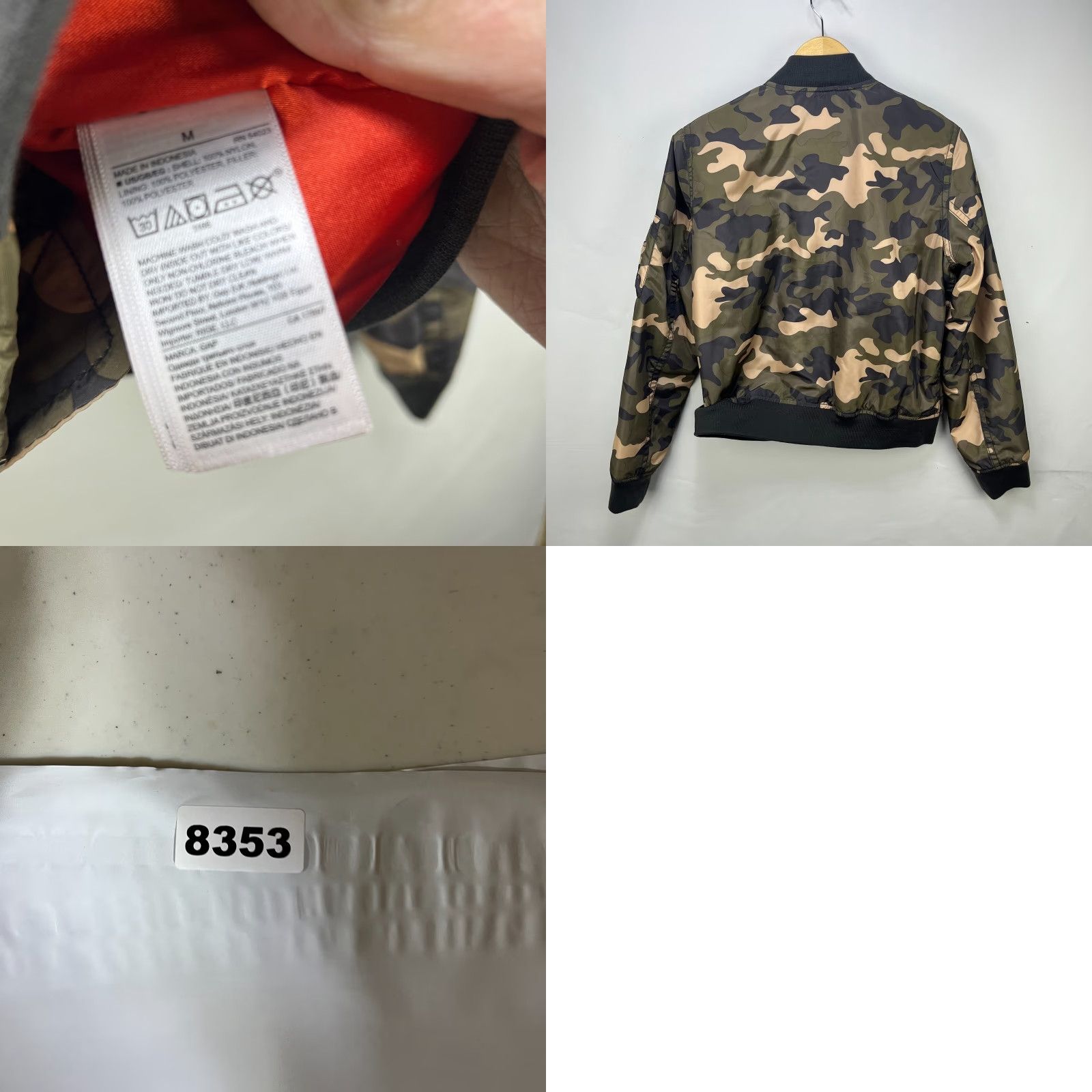 Gap VINTAGE Gap Camo Flight Bomber Jacket Zip Up Medium Mens Size US M / EU 48-50 / 2 - 9 Thumbnail