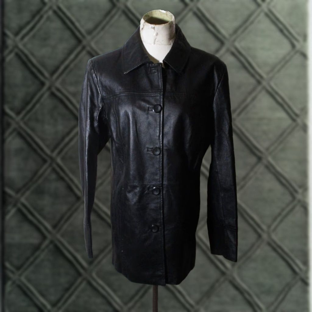 Vintage East 5th Coat Women's Size L Black 100% Leather Button Size L / US 10 / IT 46 - 1 Thumbnail