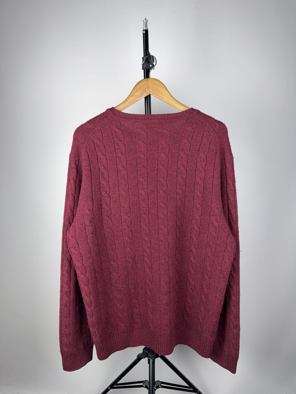 Gant Luxury GANT Lambswool Cable Knit Sweater Burgundy Ivy Style Size US XL / EU 56 / 4 - 5 Thumbnail