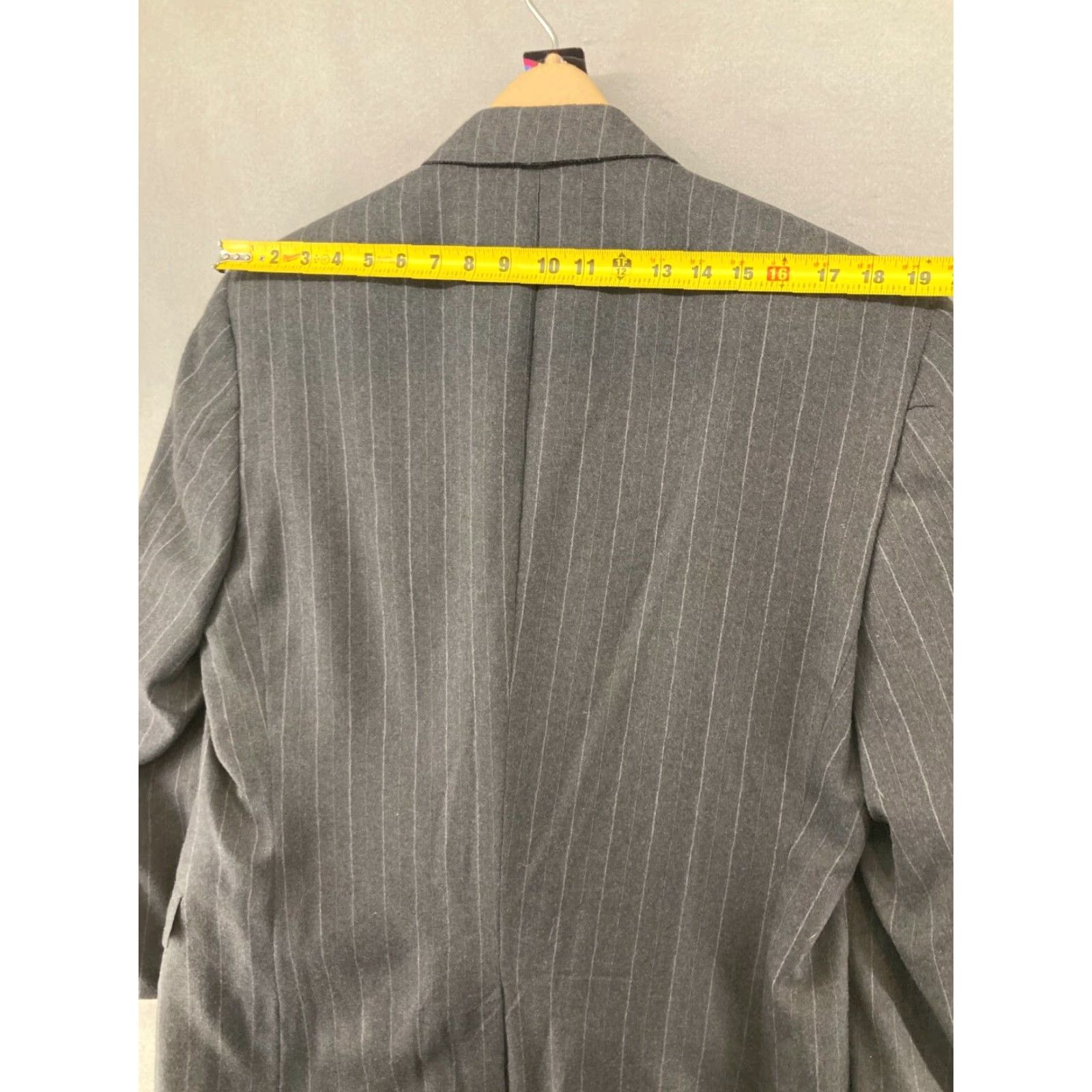 Vintage VINTAGE Hickey Freeman Suit 2 Piece 44 XLG Wool Pinstripe Gray Business Mens Size 44R - 6 Thumbnail