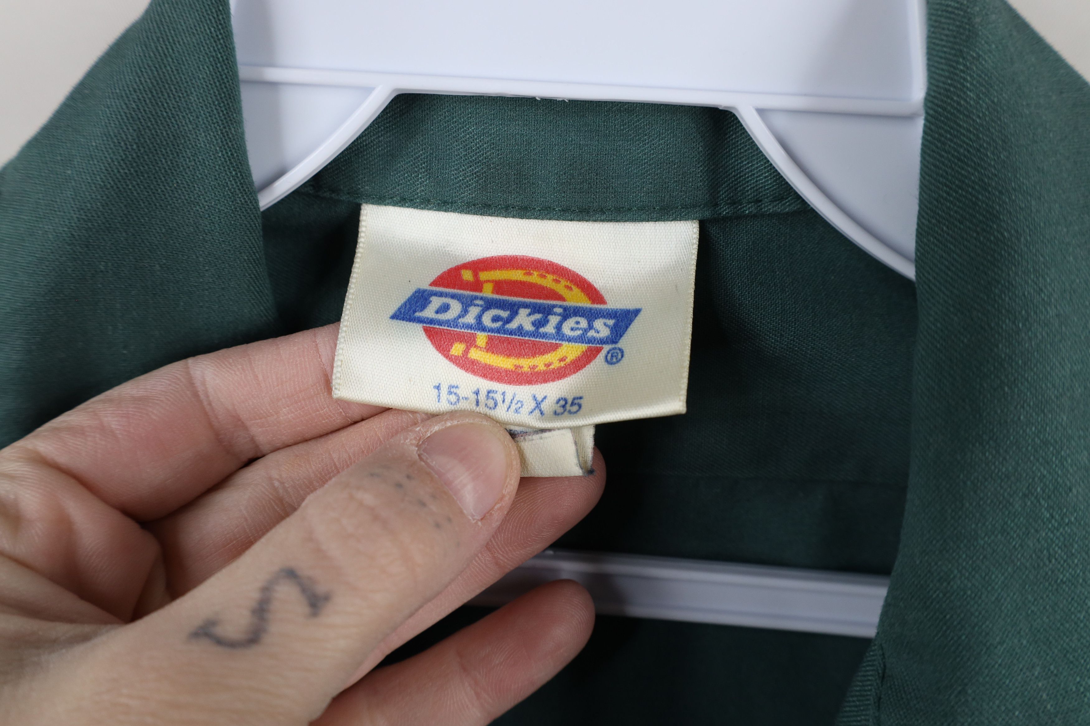 Dickies × Vintage Vintage 90s Dickies Workwear Button Shirt Green USA Size US M / EU 48-50 / 2 - 11 Thumbnail
