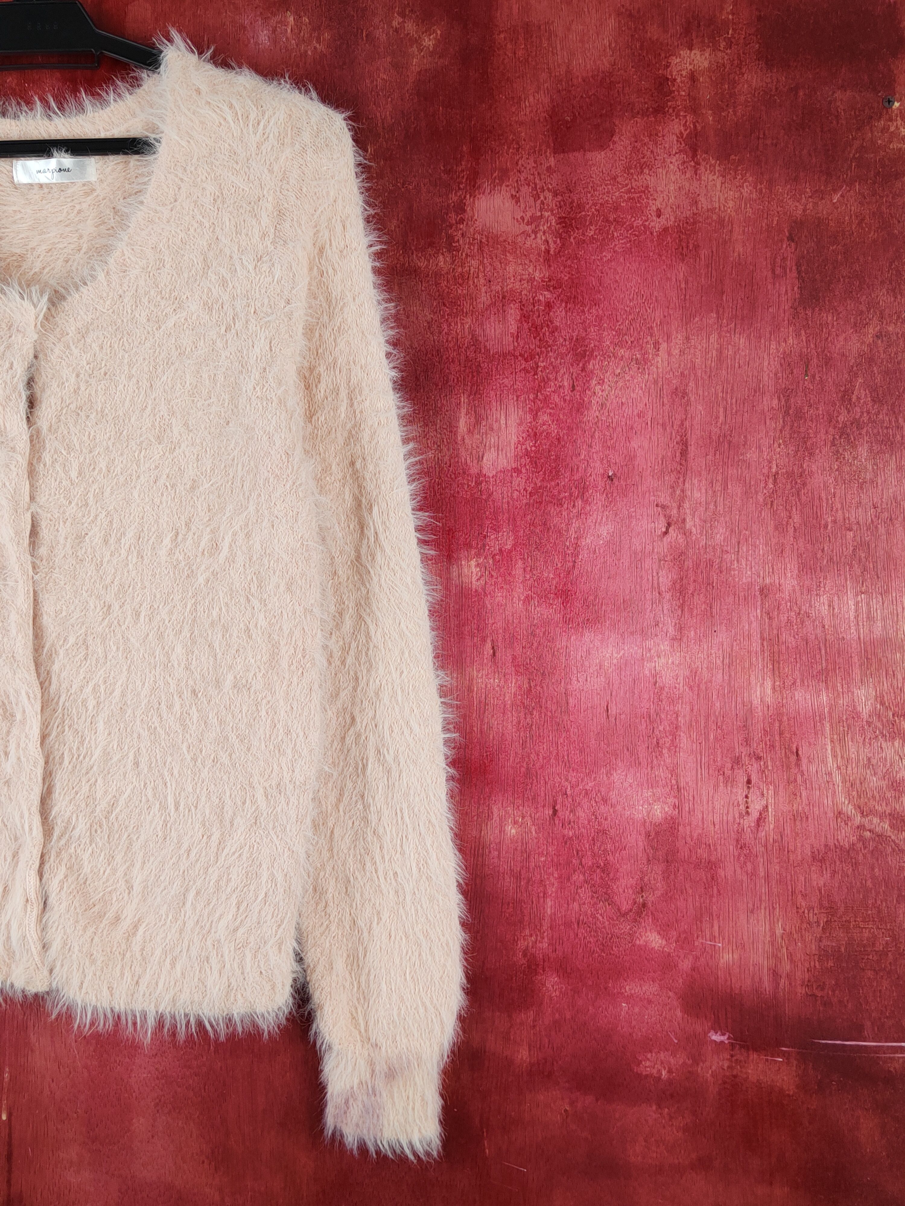 Aran Isles Knitwear Marpione Peach Fur Mohair Knitwear Cardigan #S1967 Size M / US 6-8 / IT 42-44 - 5 Thumbnail