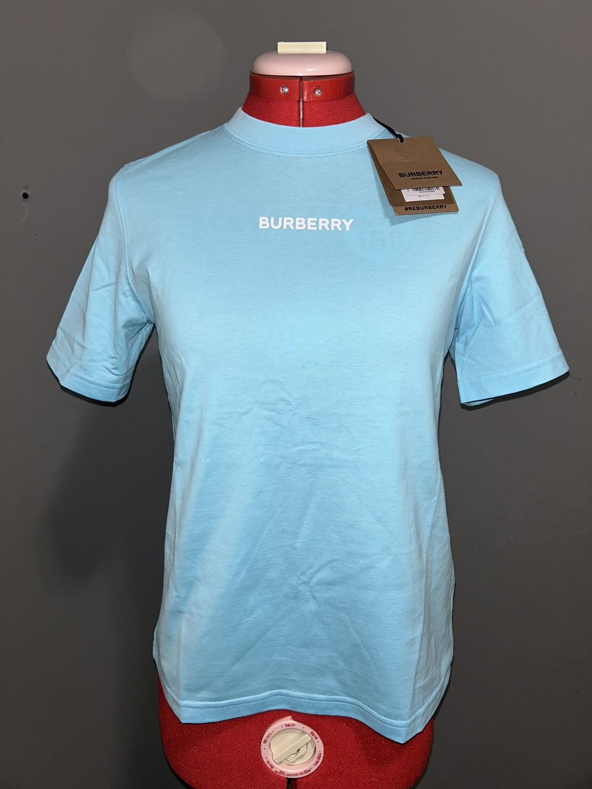 Burberry Burberry Jemma Topaz Blue Cotton T-Shirt Womens XS Brand NWT Size XS / US 0-2 / IT 36-38 - 1 Thumbnail