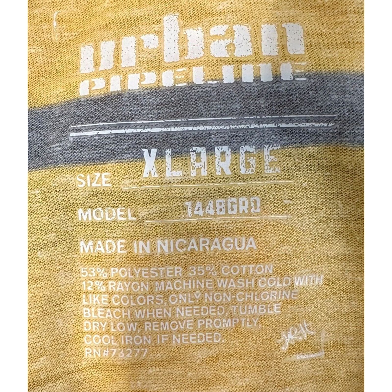 Vintage Urban Pipeline Henley Shirt Adult XL Yellow Grey Stripe Long Sleeve Tee Mens NEW Size US XL / EU 56 / 4 - 6 Thumbnail