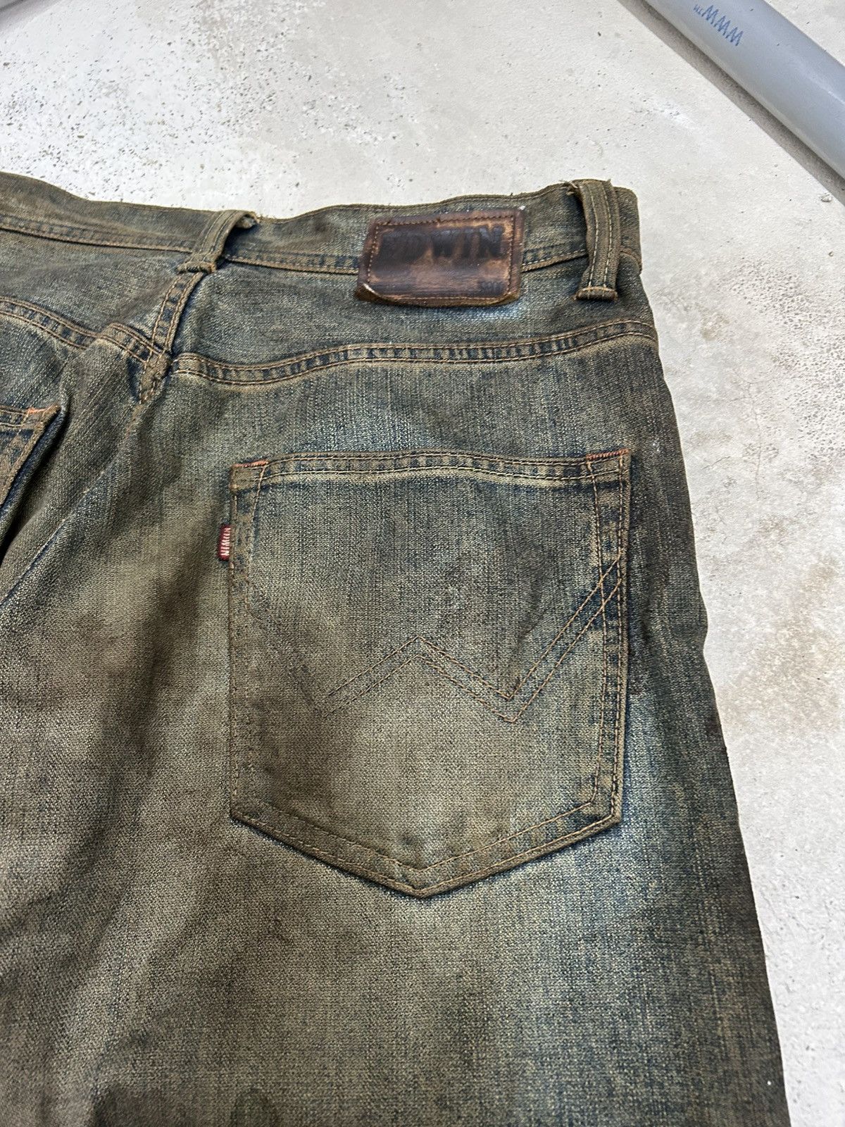 Edwin Vintage Edwin XV Japan Mud Washed Dirty Baggy Distressed Size US 31 - 15 Thumbnail