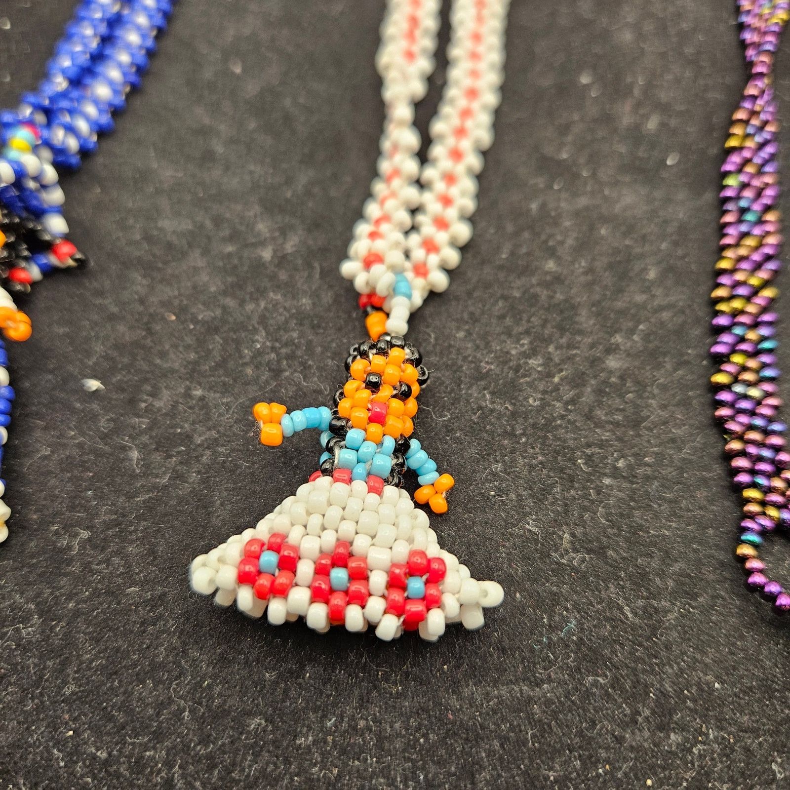 Other HANDMADE SEED BEAD NECKLACE LOT OF 3 NATIVE FOLK ART DOLL Size ONE SIZE - 4 Thumbnail