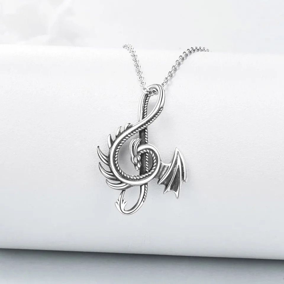 Music Note Dragon Pendant Necklace