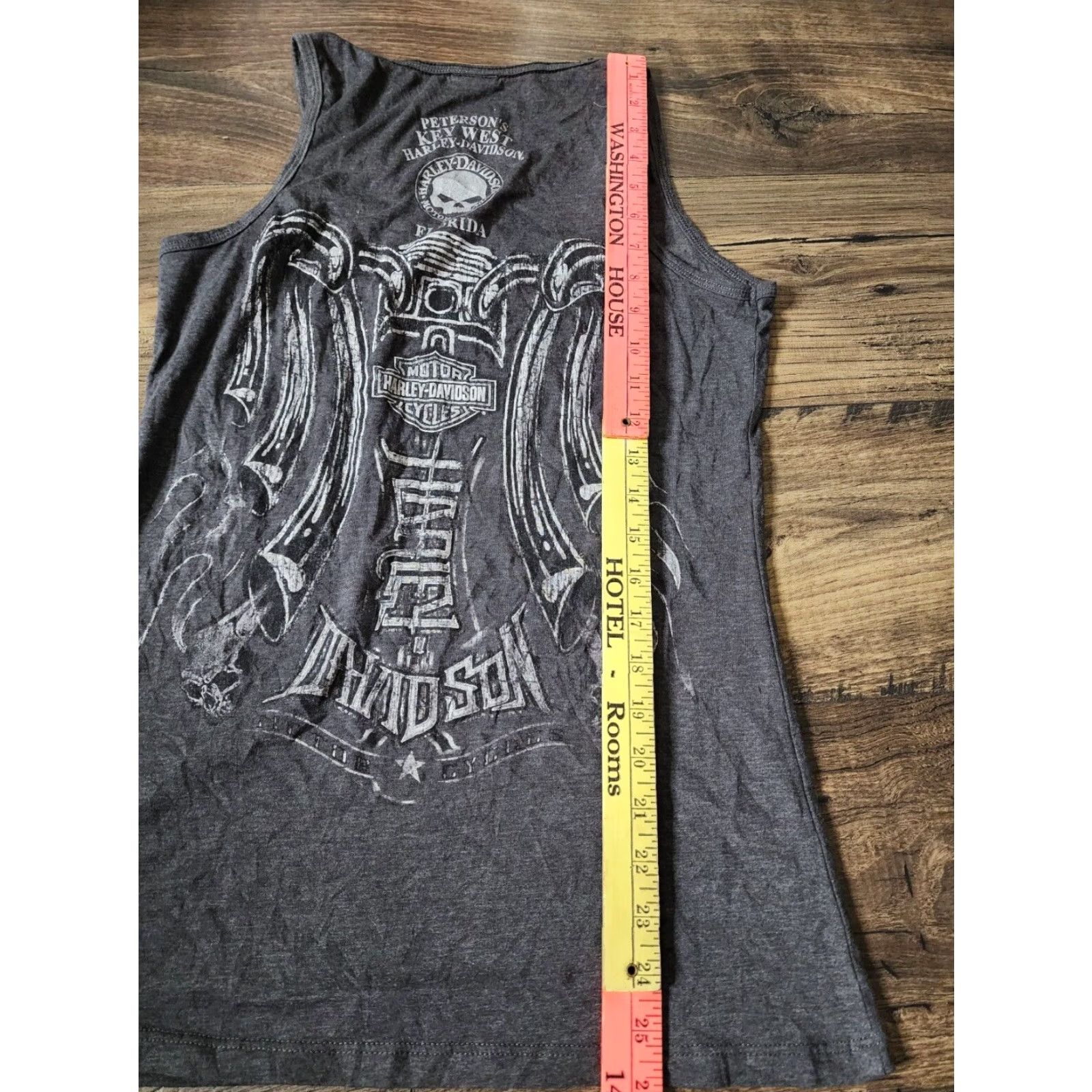 Harley Davidson Retro Harley Davidson Women's Gray Tank Top Double Sided Graphic Print Size L / US 10 / IT 46 - 3 Thumbnail