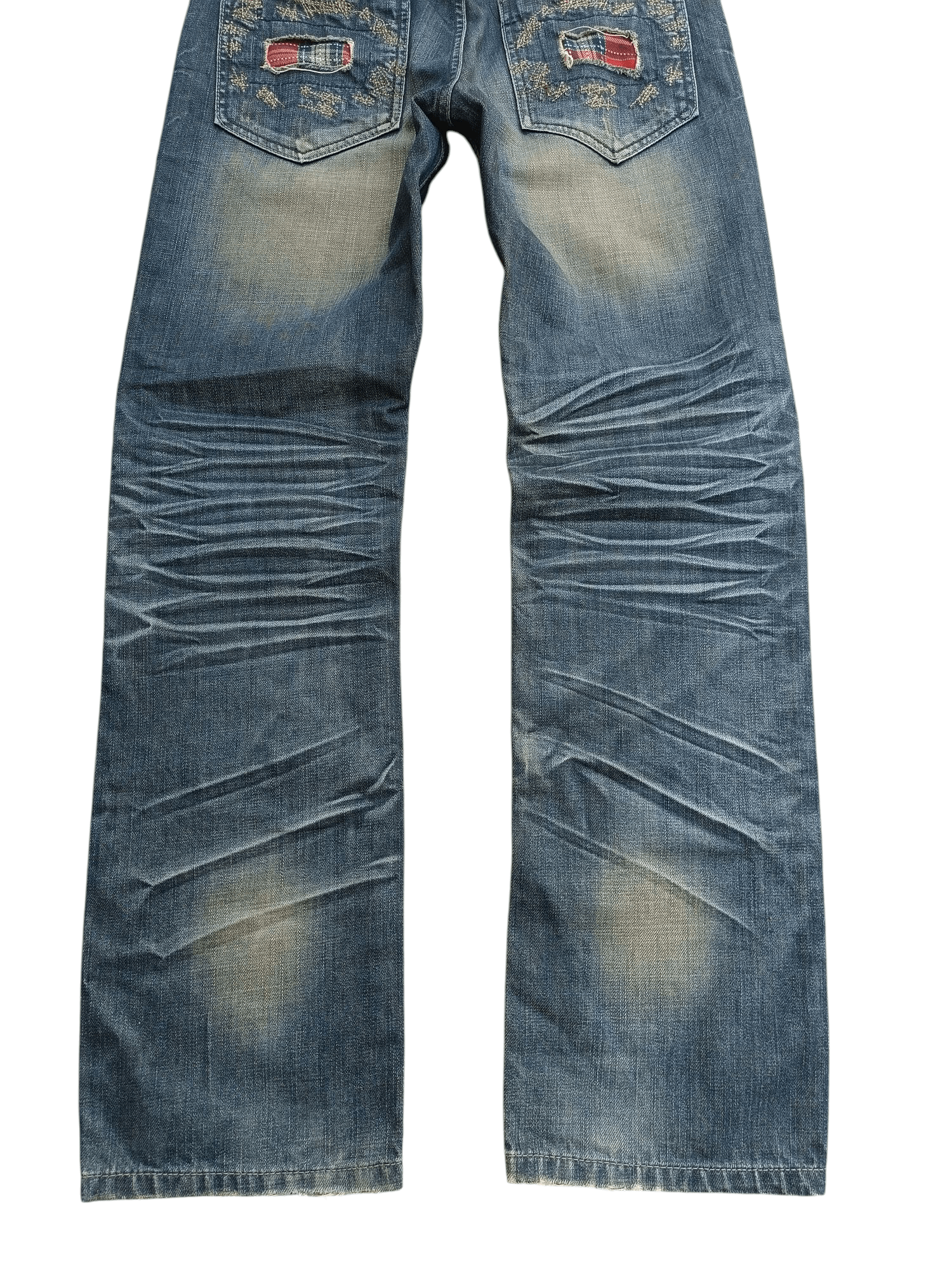 Japanese Brand × Think Skateboards Japanese Brand Distressed Patch Whiskers Faded Denim E263 Size US 30 / EU 46 - 6 Thumbnail