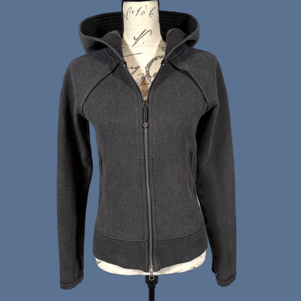 Lululemon Lululemon Scuba Hoodie Full Zip Womens 4 Charcoal Gray Fleece with Thumbholes Size S / US 4 / IT 40 - 1 Thumbnail