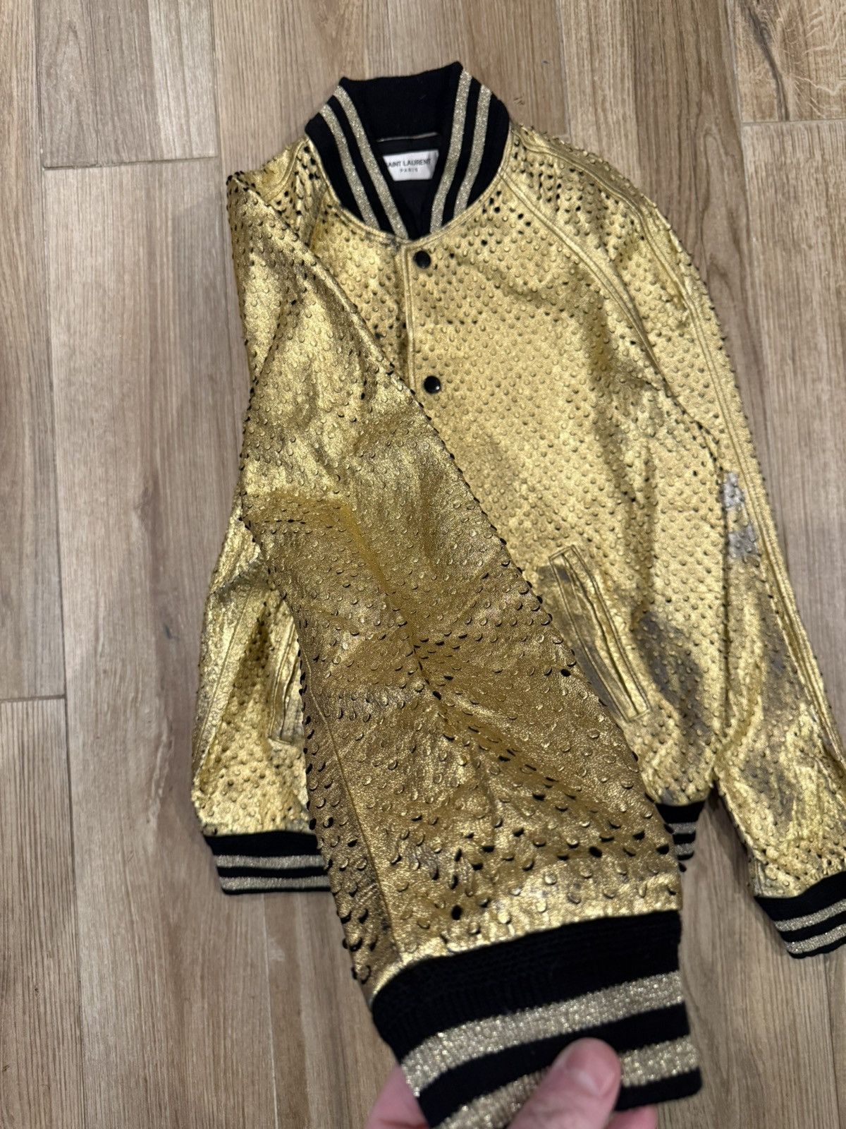 Saint Laurent Paris Saint Laurent Perforated Gold Teddy Jacket Size US M / EU 48-50 / 2 - 3 Thumbnail