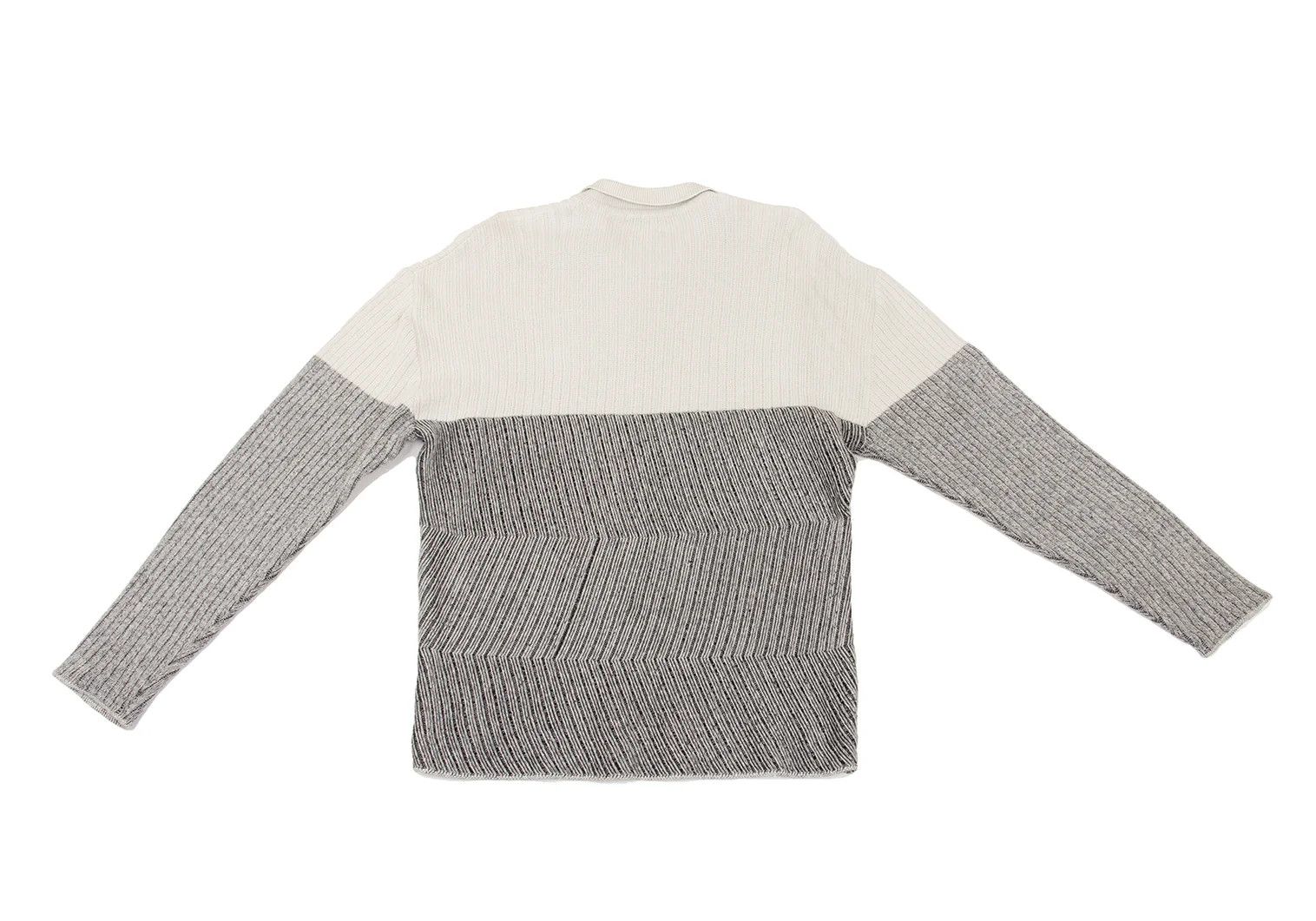 Issey Miyake Zigzag Knit Polo Shirt in Beige and Navy Size US M / EU 48-50 / 2 - 13 Thumbnail