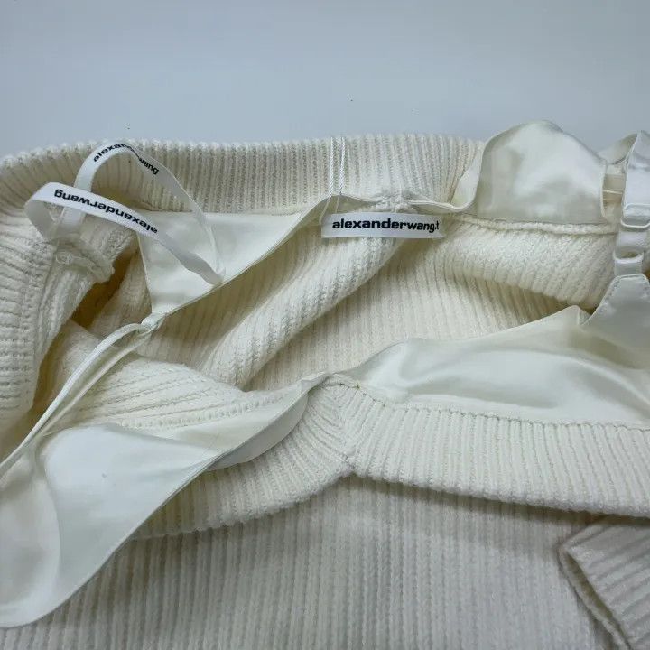 Alexander Wang Alexander Wang White Satin Knit Sweater - Size S / US 4 / IT 40 - 6 Thumbnail