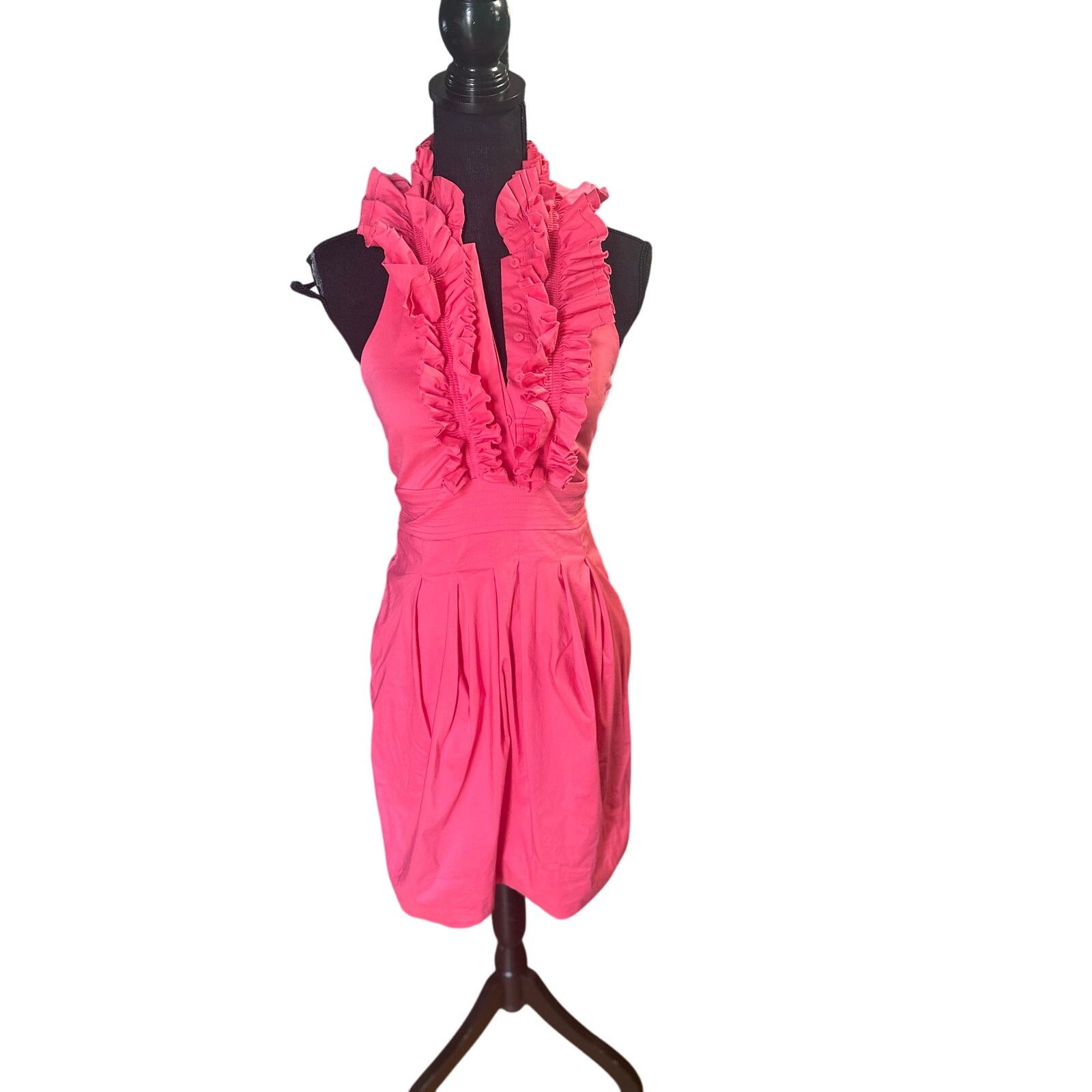 Bcbgmaxazria Bcbgmaxazria Geranium Woven Cotton Halter Dress Size XS / US 0-2 / IT 36-38 - 1 Thumbnail