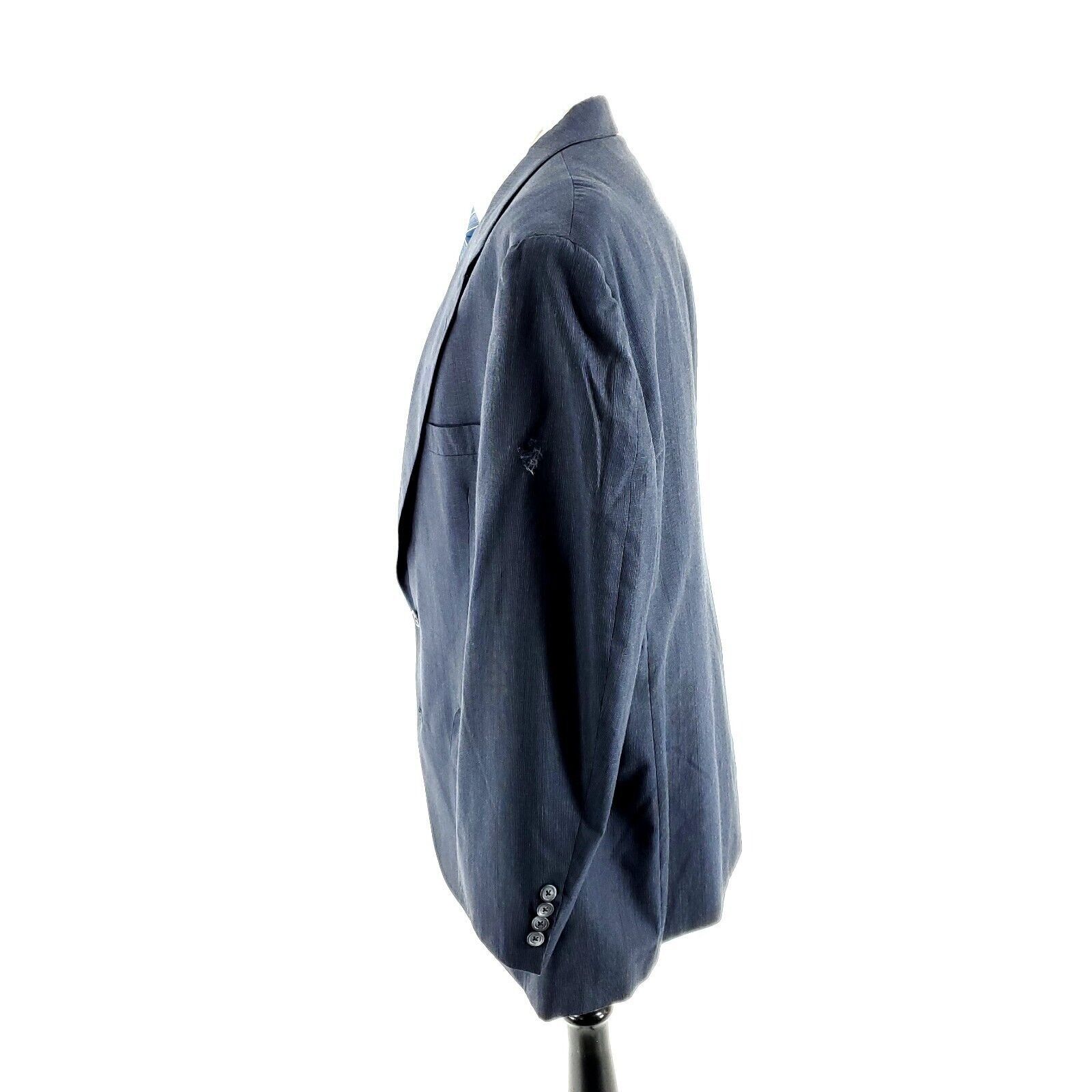 Hart Schaffner Marx DAMAGED Hart Schaffner Marx Wool 2 Button Blazer 44R Blue Po Size 44R - 5 Thumbnail