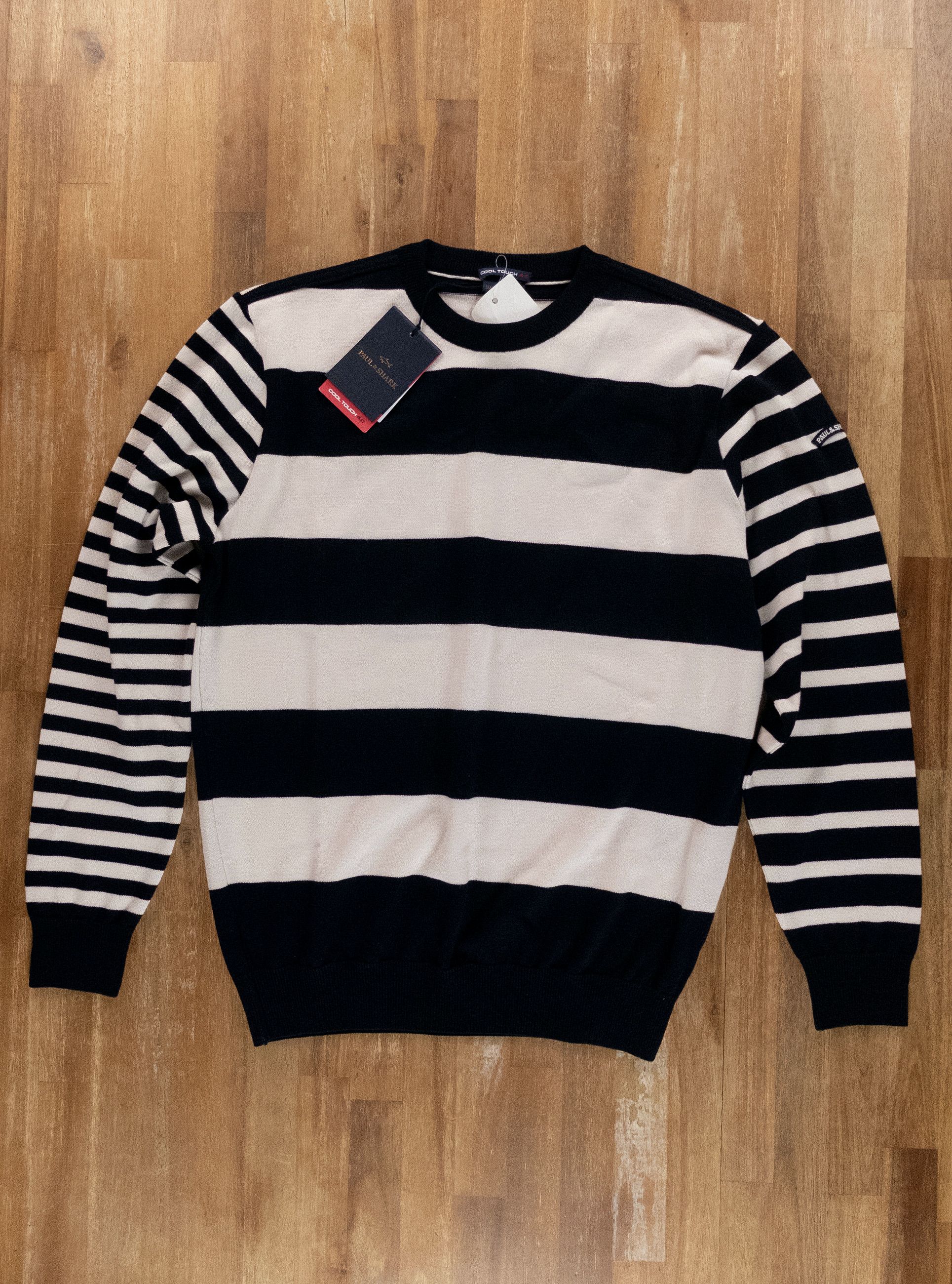 Paul & Shark PAUL & SHARK cream & navy blue striped wool sweater Medium Size US M / EU 48-50 / 2 - 1 Thumbnail