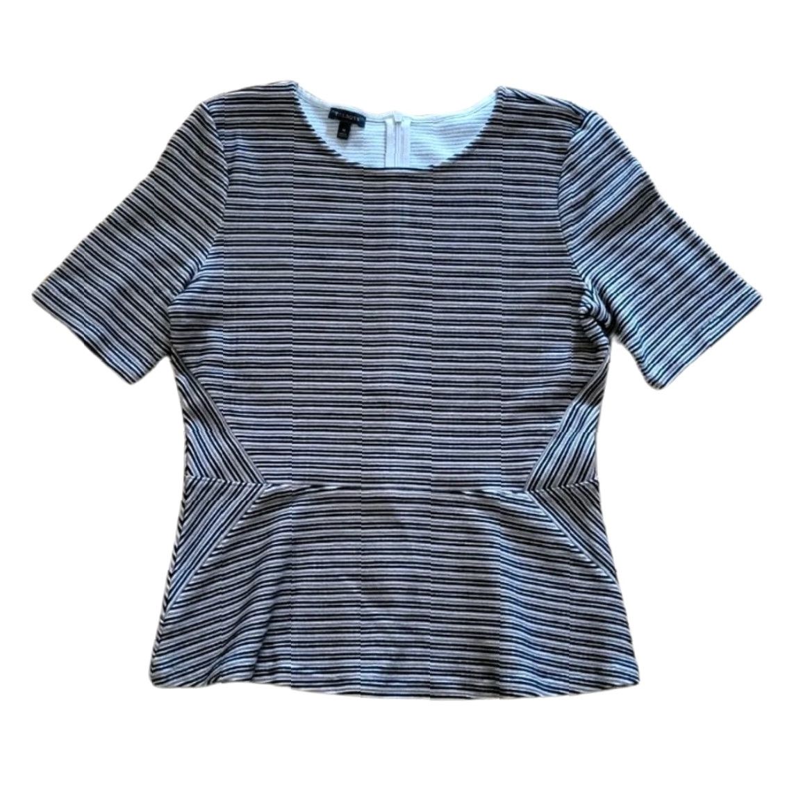 Talbots Talbots Shirt Women M Black Beige Striped Ribbed Peplum Knit Blouse Office Everyday Business Casual Formal Party/Cocktail Travel - Mens? Size M / US 6-8 / IT 42-44 - 2 Thumbnail